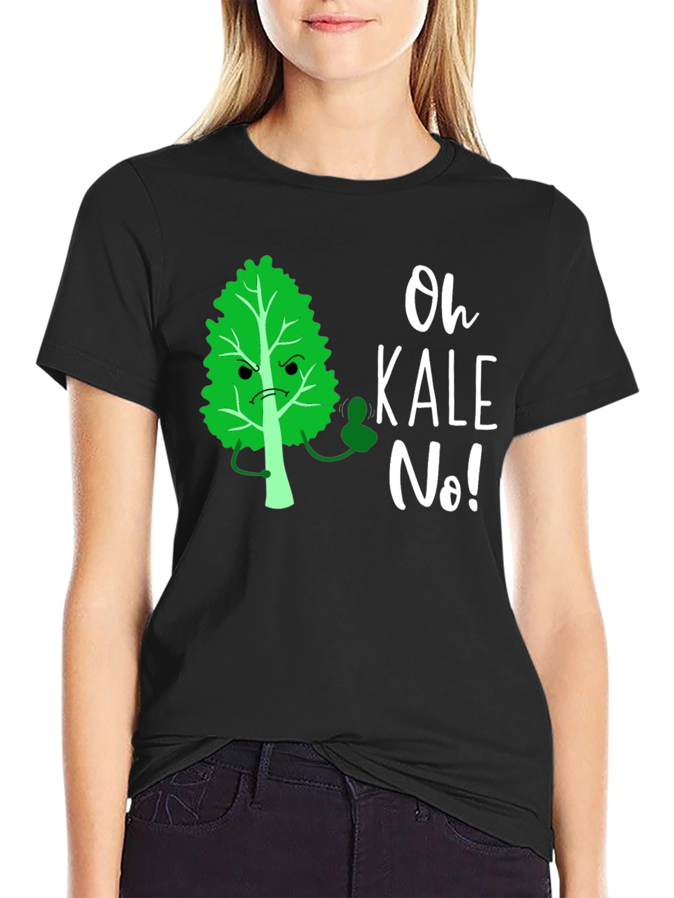 Black Oh Kale No! Funny Graphic T-Shirt view 2