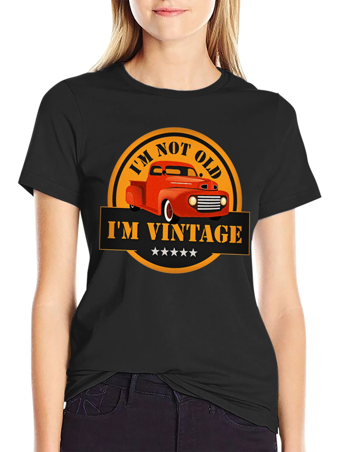 Black Vintage Car Graphic T-Shirt -  'I'm Not Old I'm Vintage' view 2
