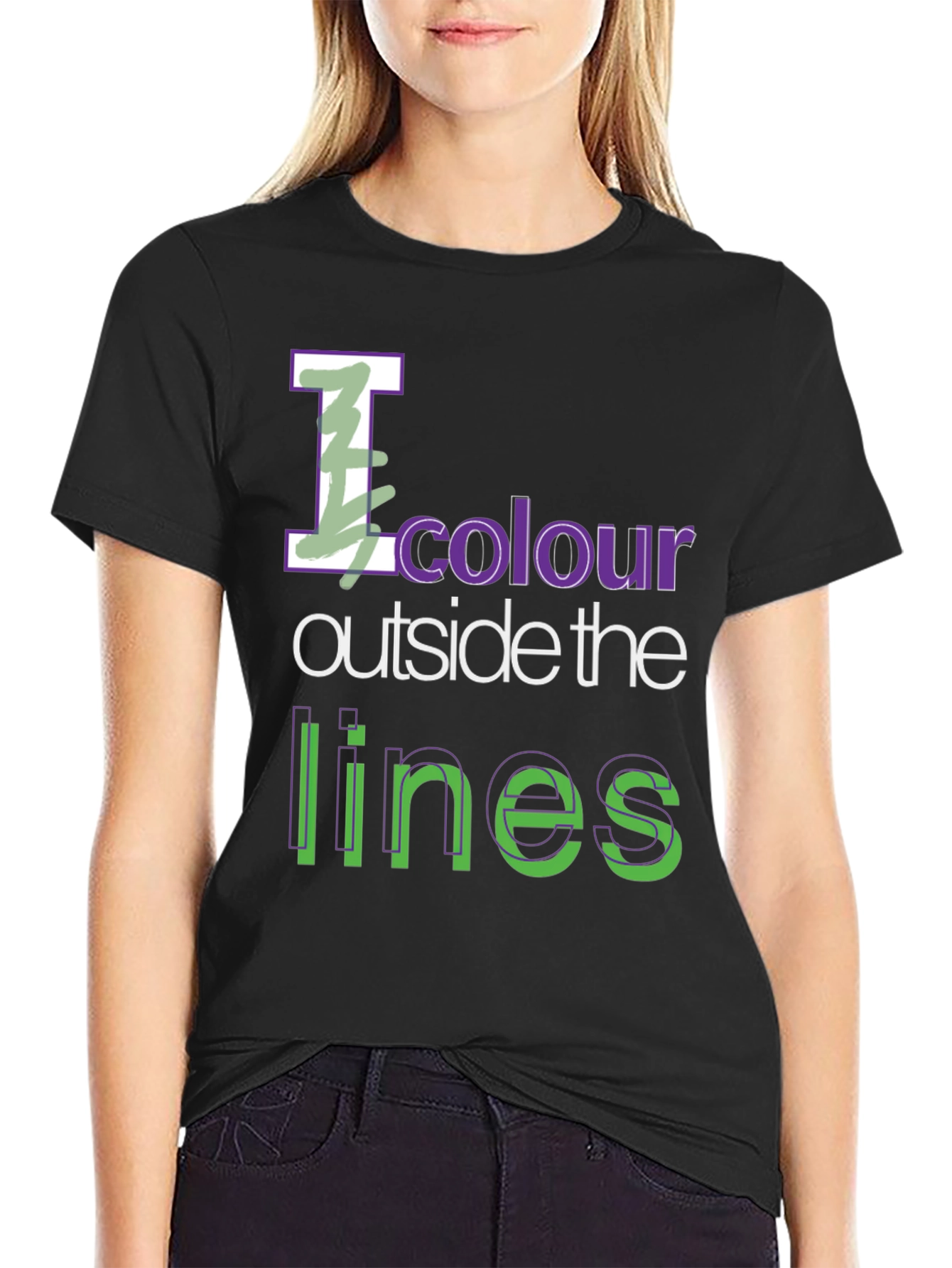 Black I Colour Outside the Lines Graphic Tee view 2