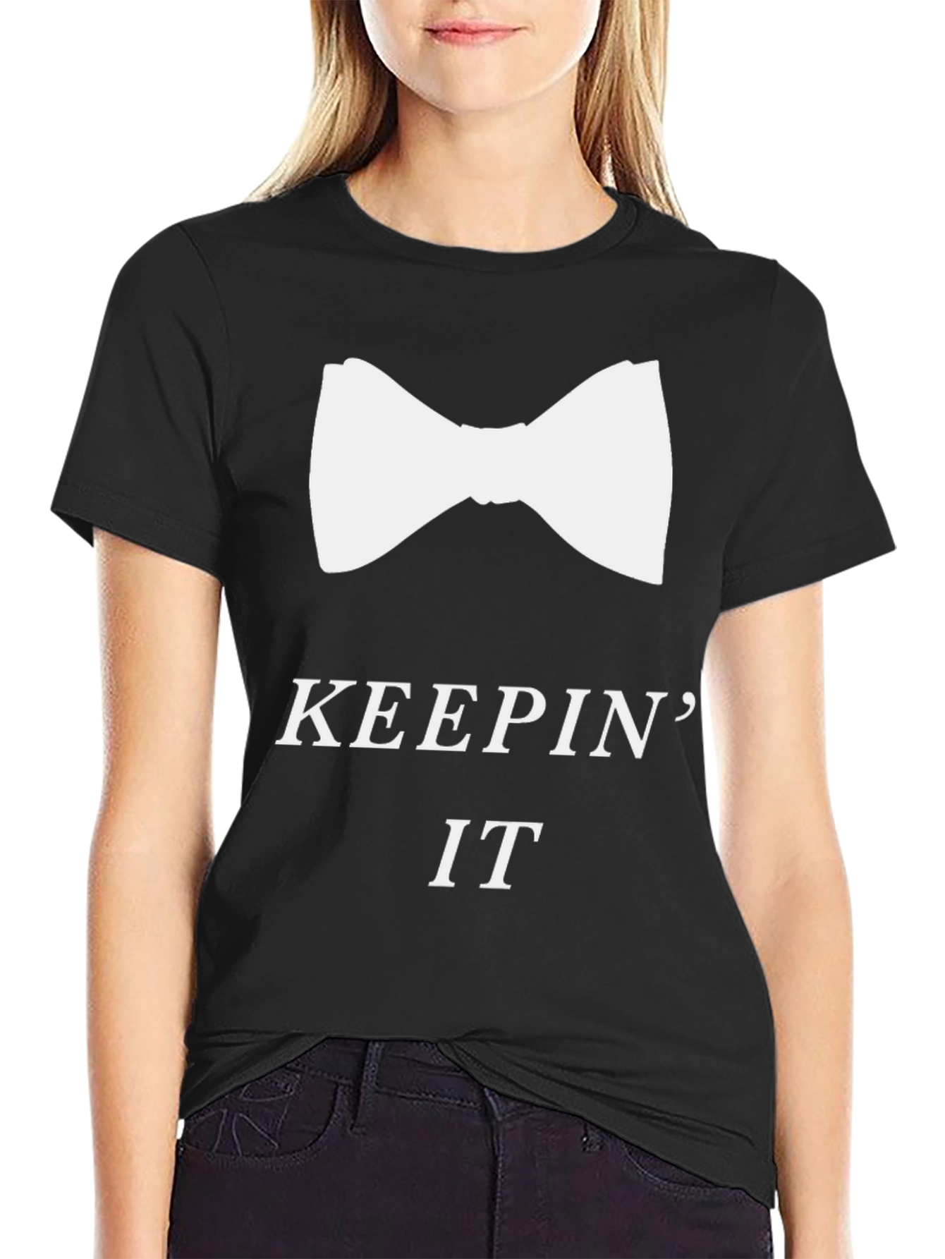 Black Keeping It Classy Bow Tie T-Shirt view 2