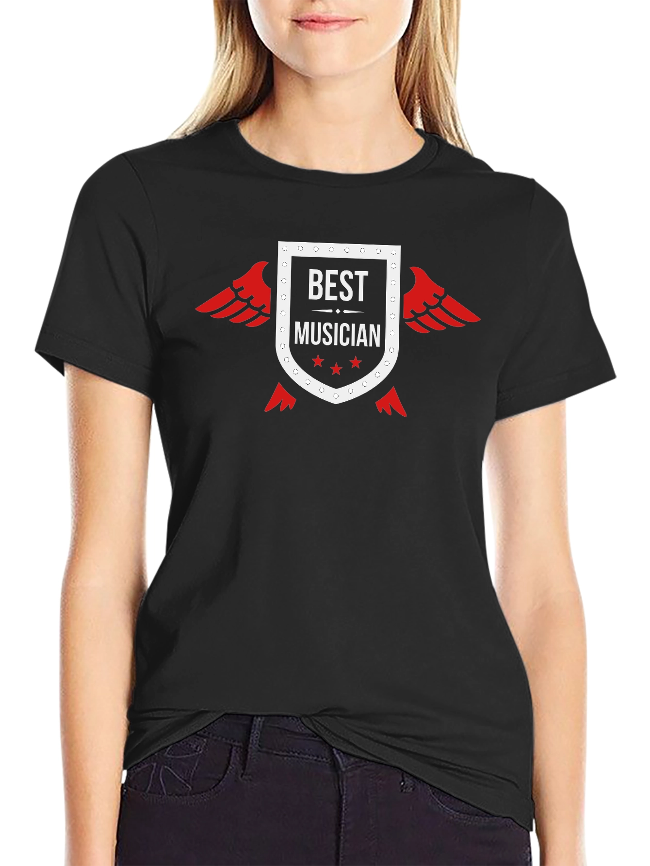 Black Best Musician Graphic Tee - Black Cotton view 2