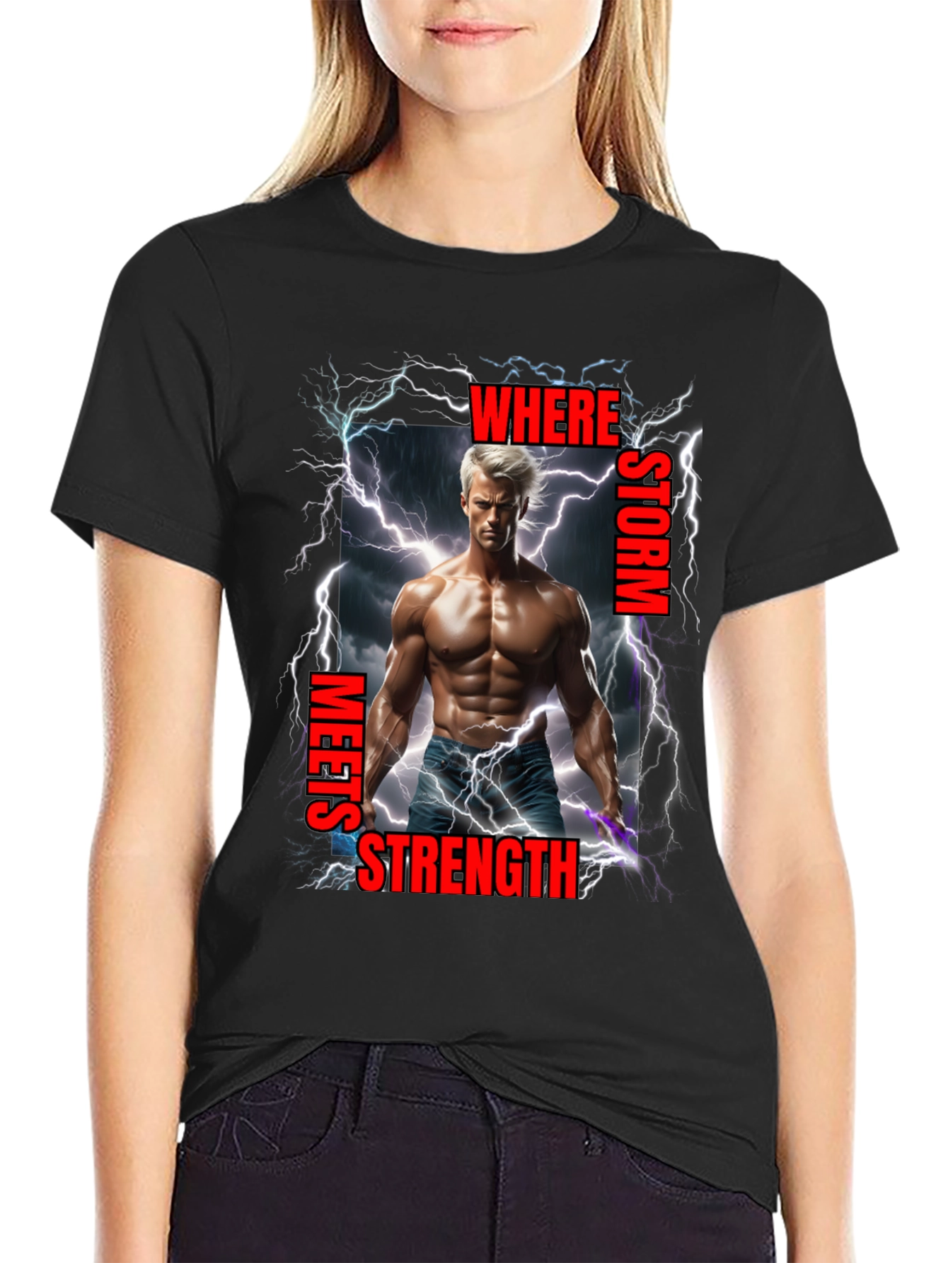 Black Storm Meets Strength Graphic T-Shirt view 2