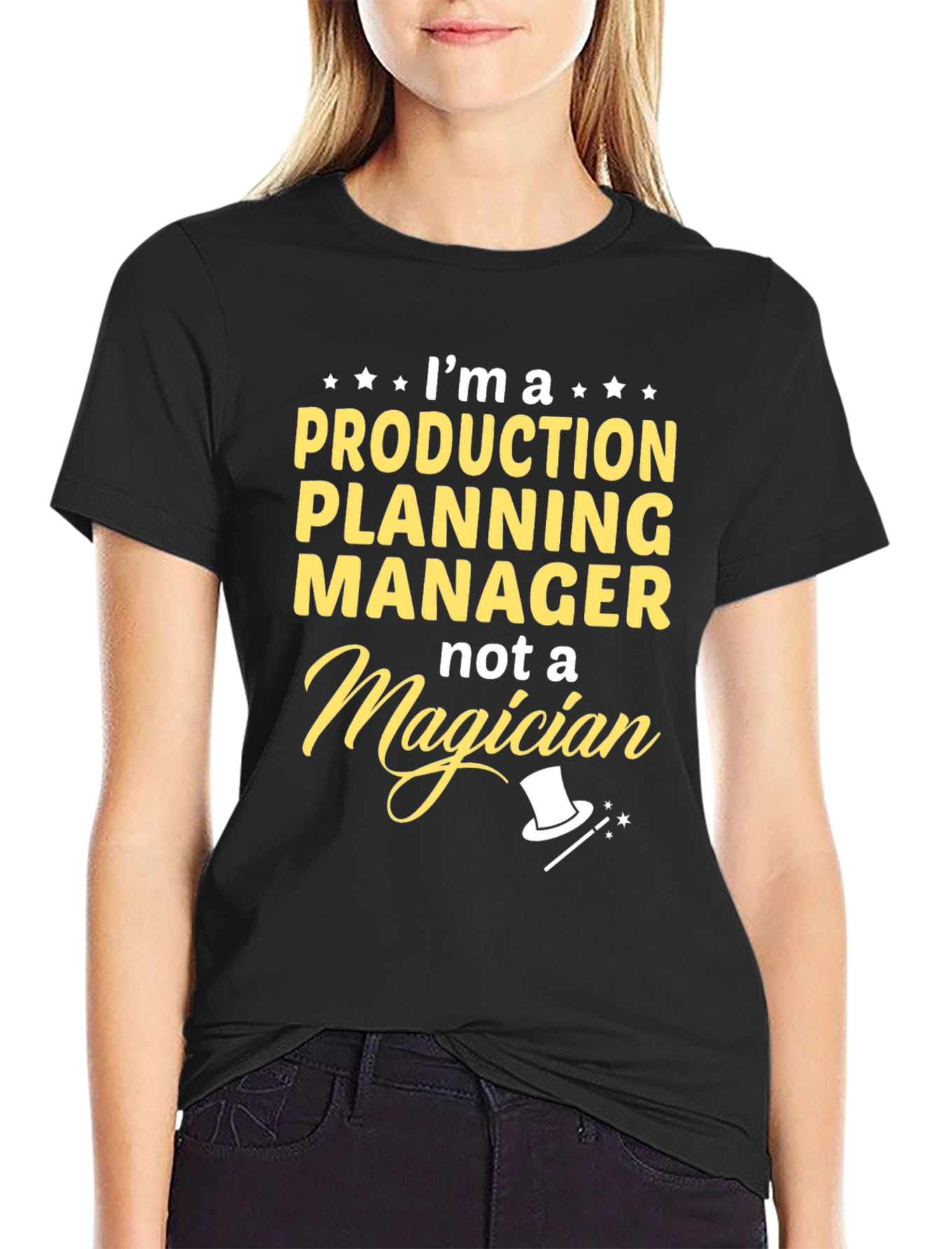 Black Production Planning Manager T-Shirt view 2