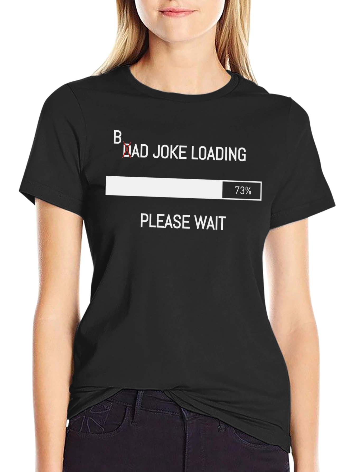 Black Dad Joke Loading T-Shirt - Funny Humor Tee view 2