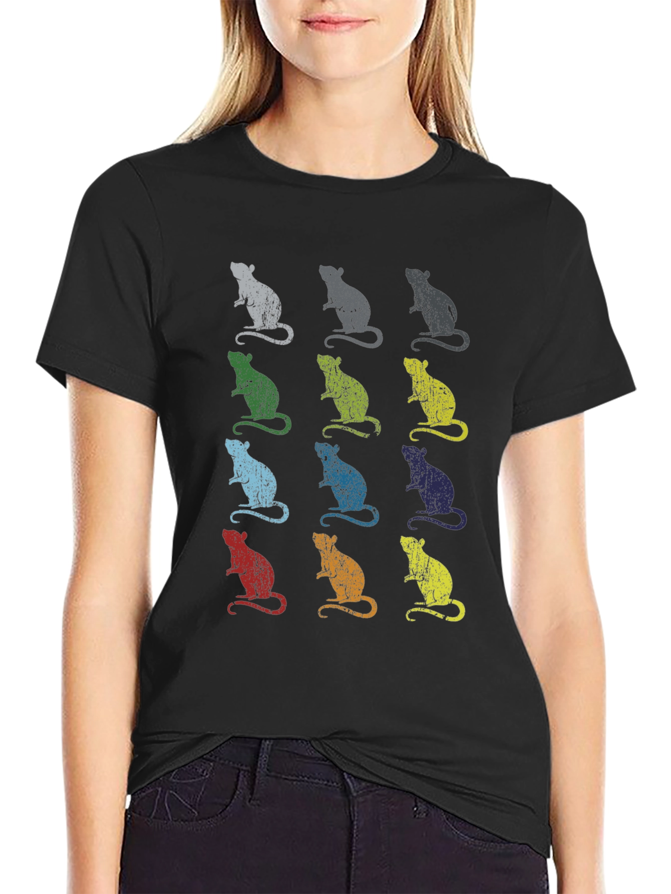 Black Rat Pop Art Print T-Shirt view 2