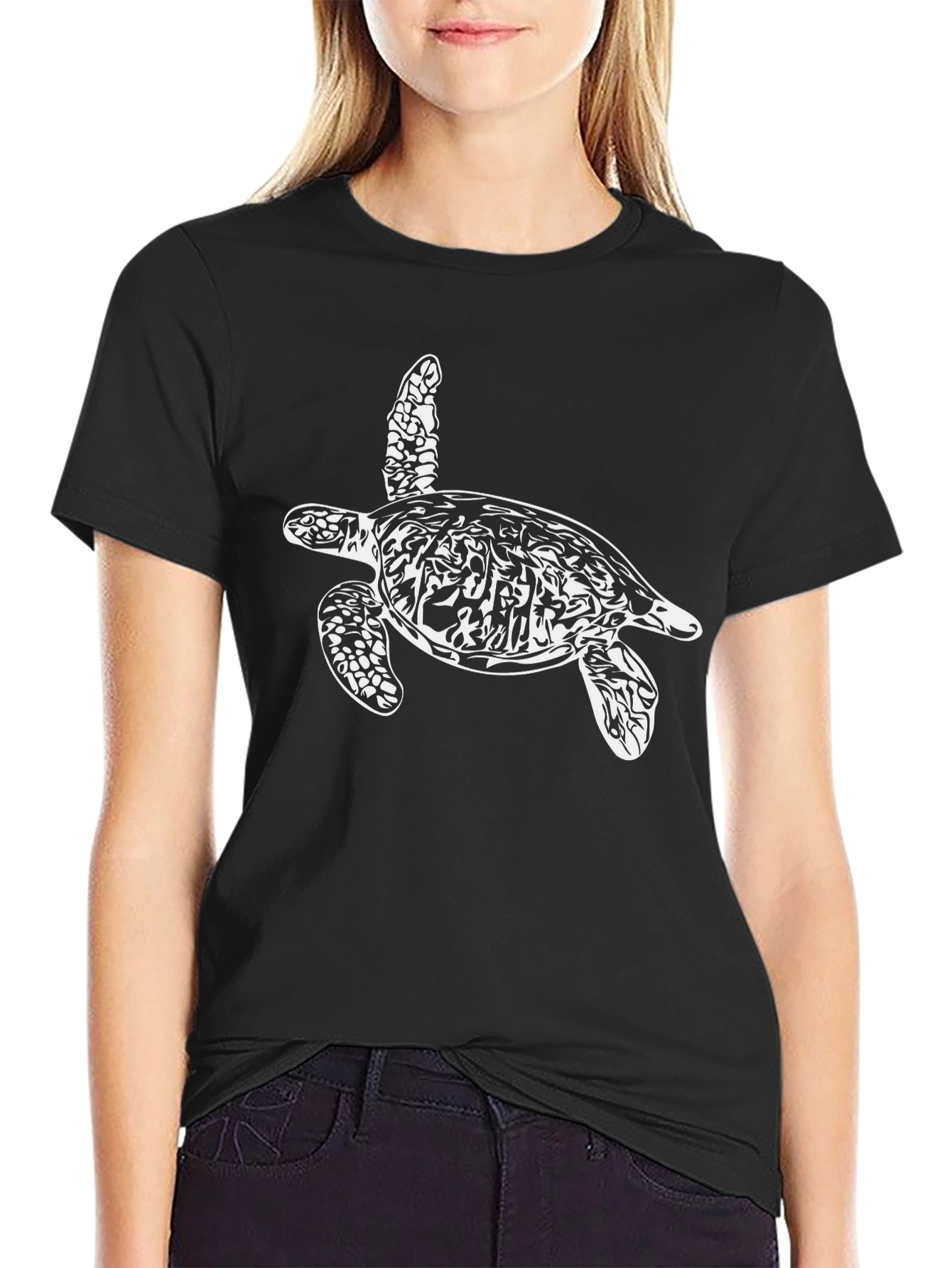 Black Turtle Graphic Tee - Black Casual Shirt view 2
