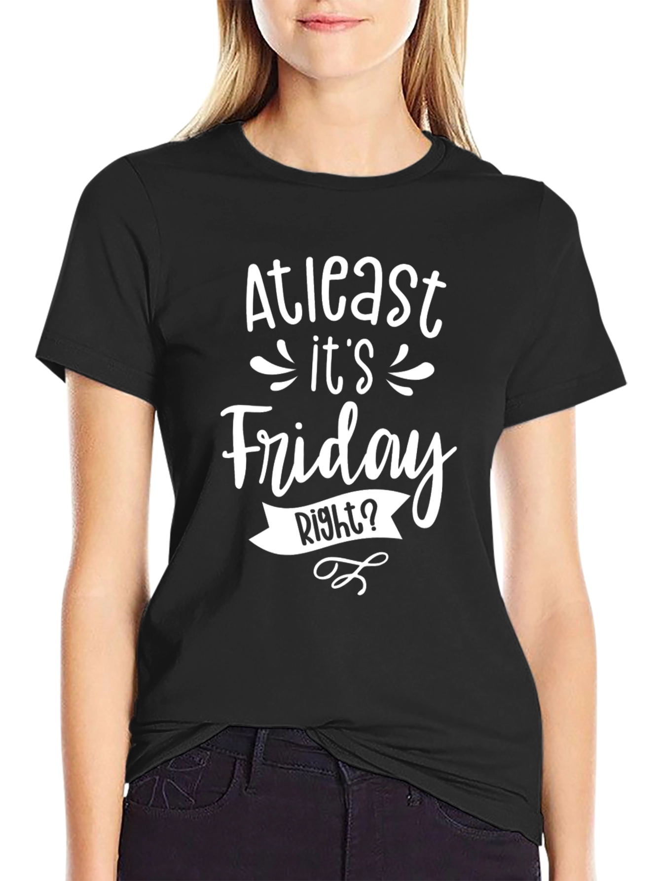 Black At Least It's Friday, Right? Men's Graphic T-Shirt view 2