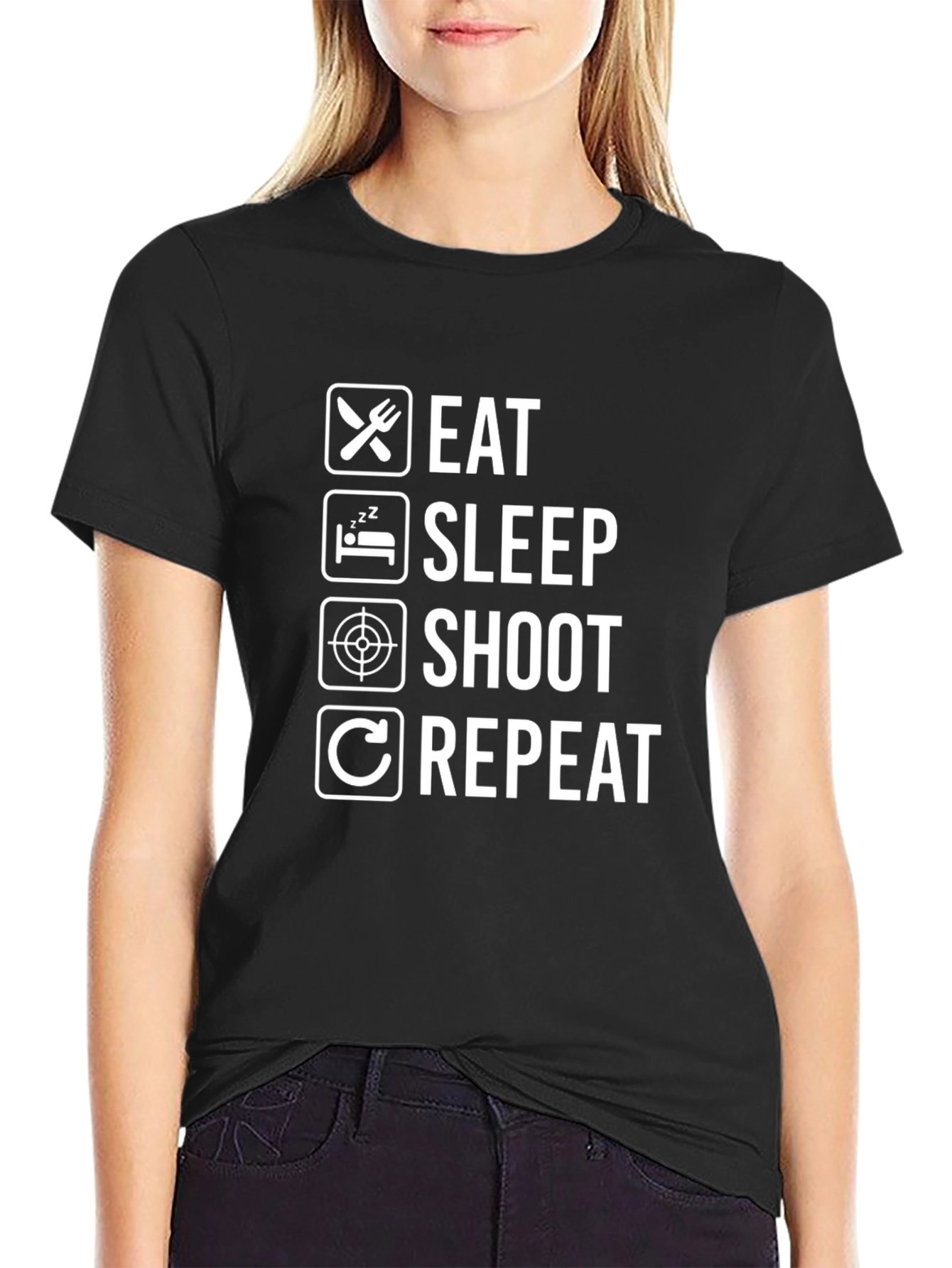 Eat Sleep Shoot Repeat Black Graphic Tee - 2