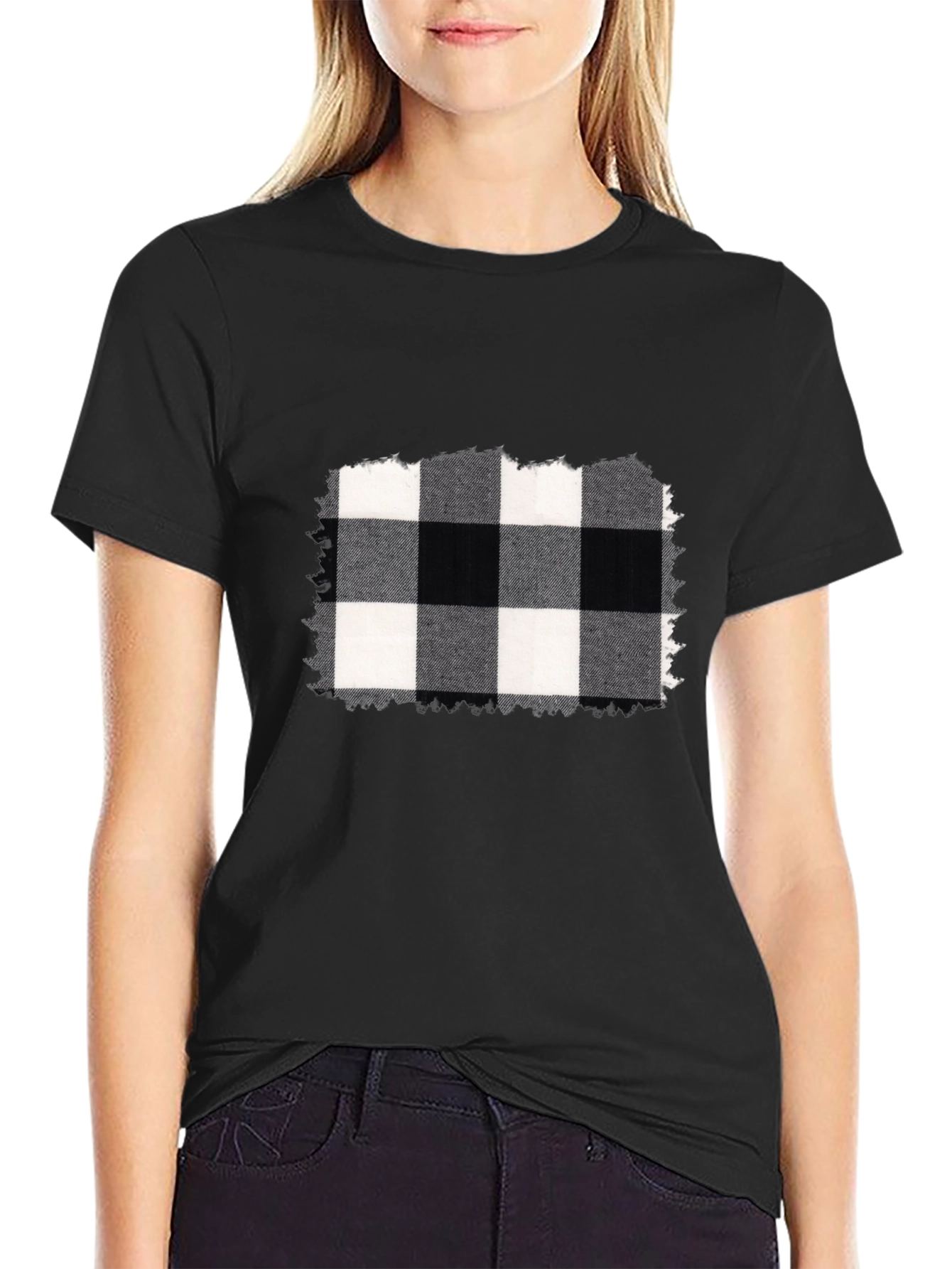 Black Buffalo Plaid Graphic Tee view 2