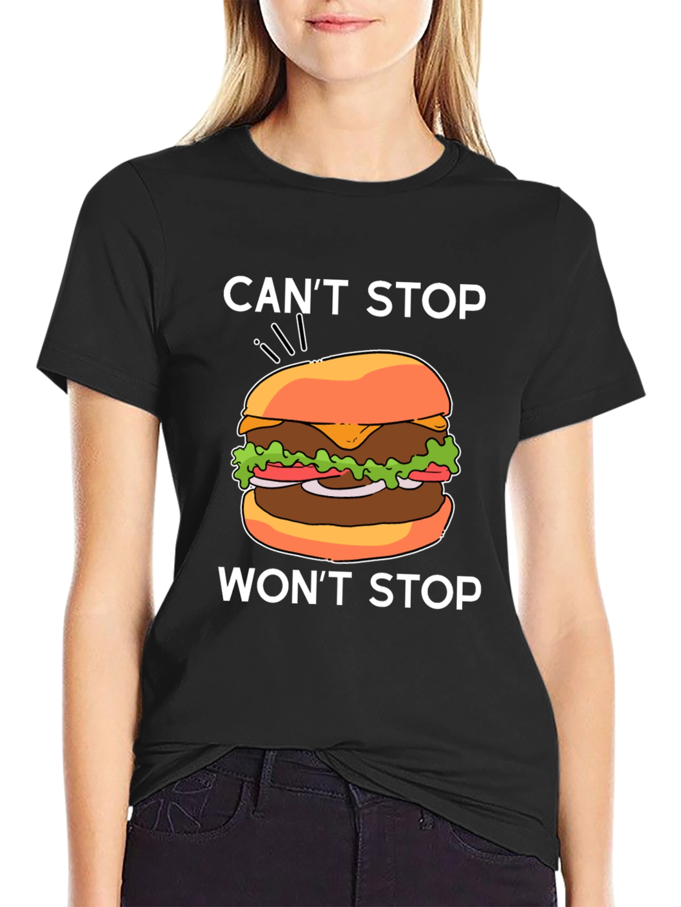 Black Can't Stop Won't Stop Burger Graphic Tee view 2