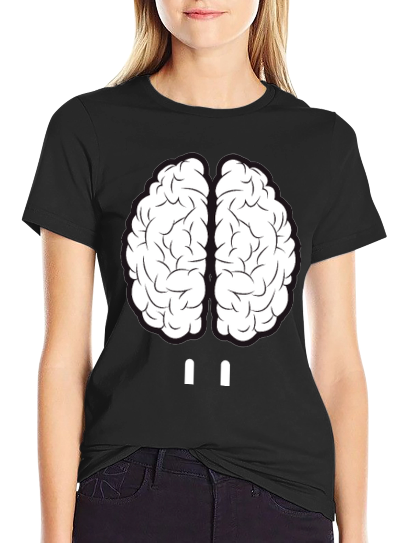 Black Brain Graphic Tee - Unisex Crew Neck T-Shirt view 2