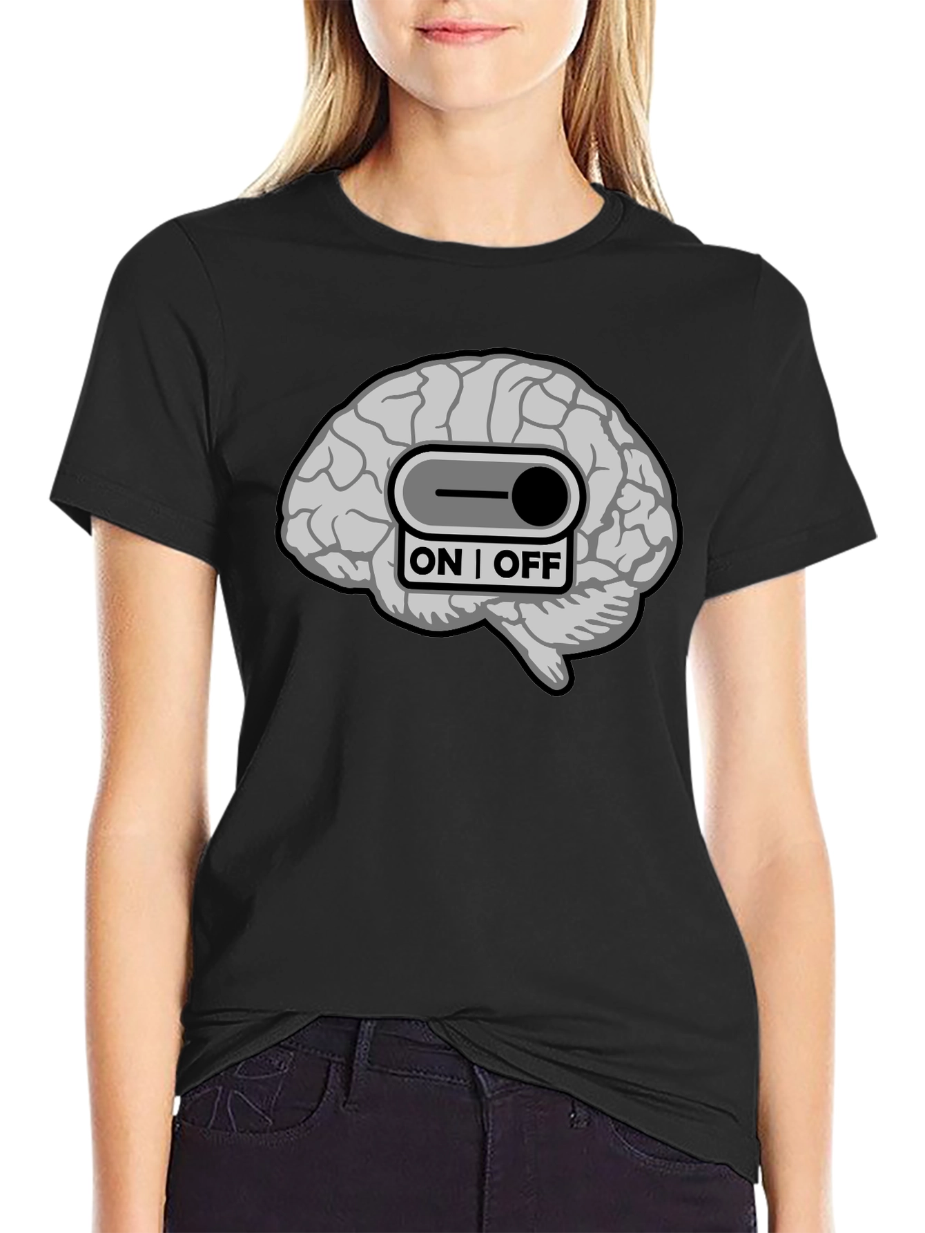 Black Brain On/Off Switch Graphic T-Shirt - Mens view 2
