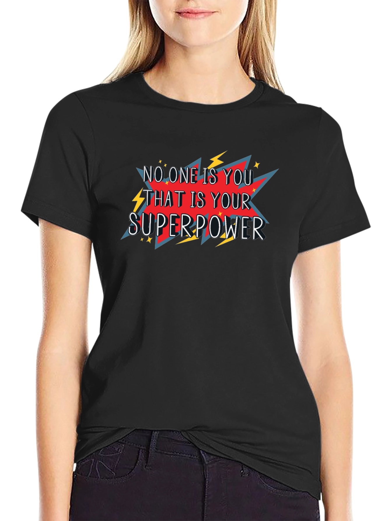 Black Be Yourself T-Shirt - Superpower Graphic Tee view 2