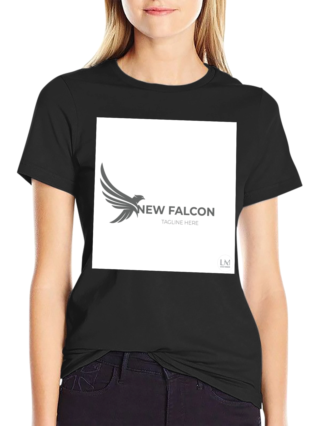 Black New Falcon Graphic Black T-Shirt view 2