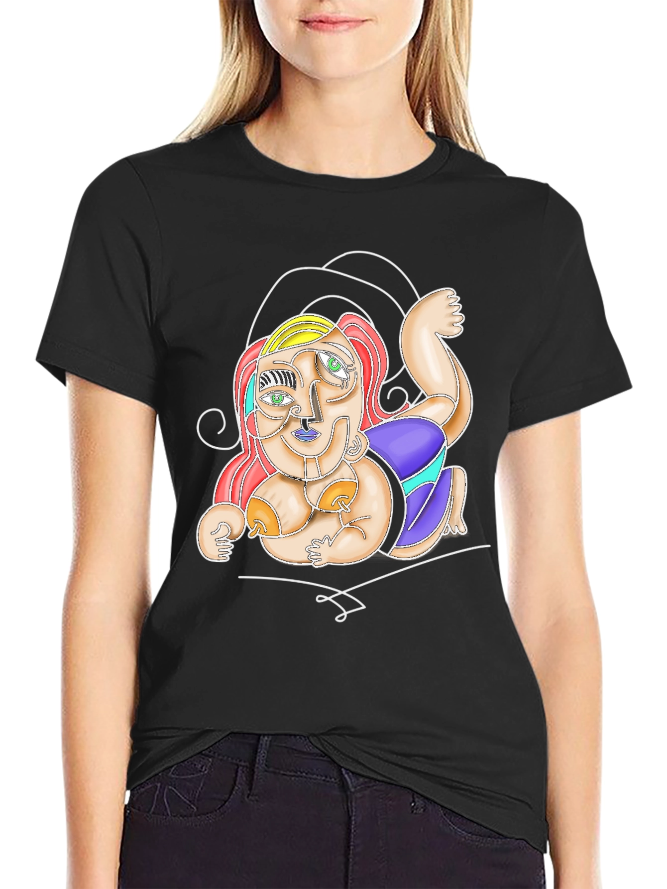 Black Abstract Art T-Shirt - Unique Artistic Design view 2