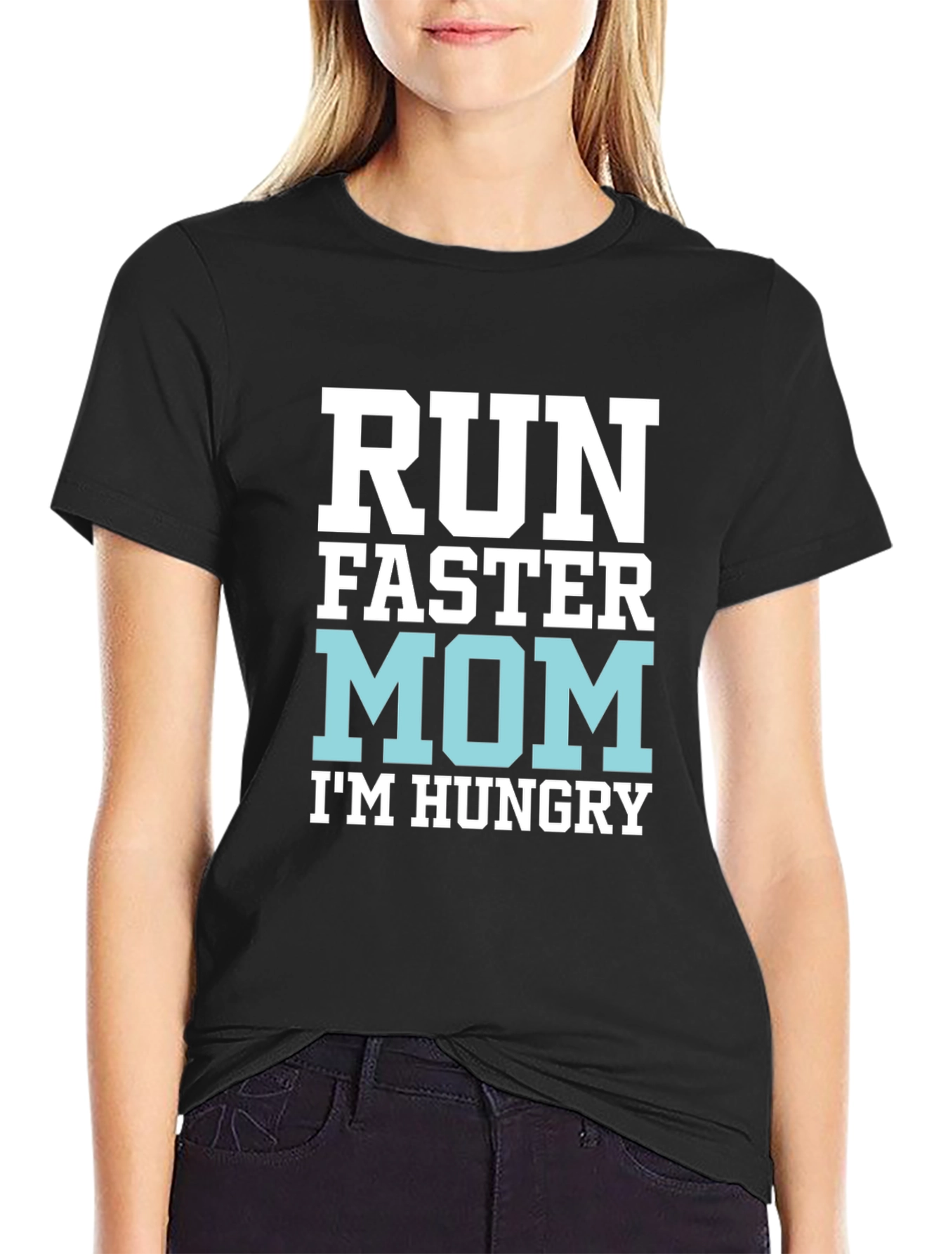 Black Run Faster Mom T-Shirt - Funny & Comfy view 2