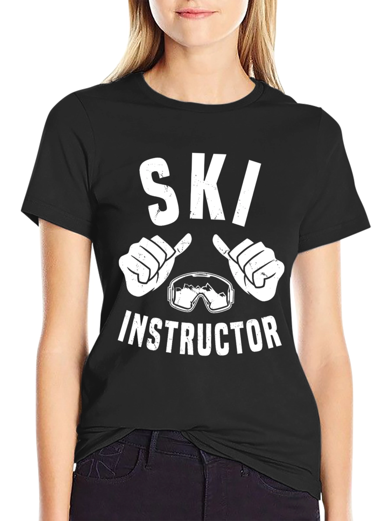 Black Ski Instructor Graphic T-Shirt view 2