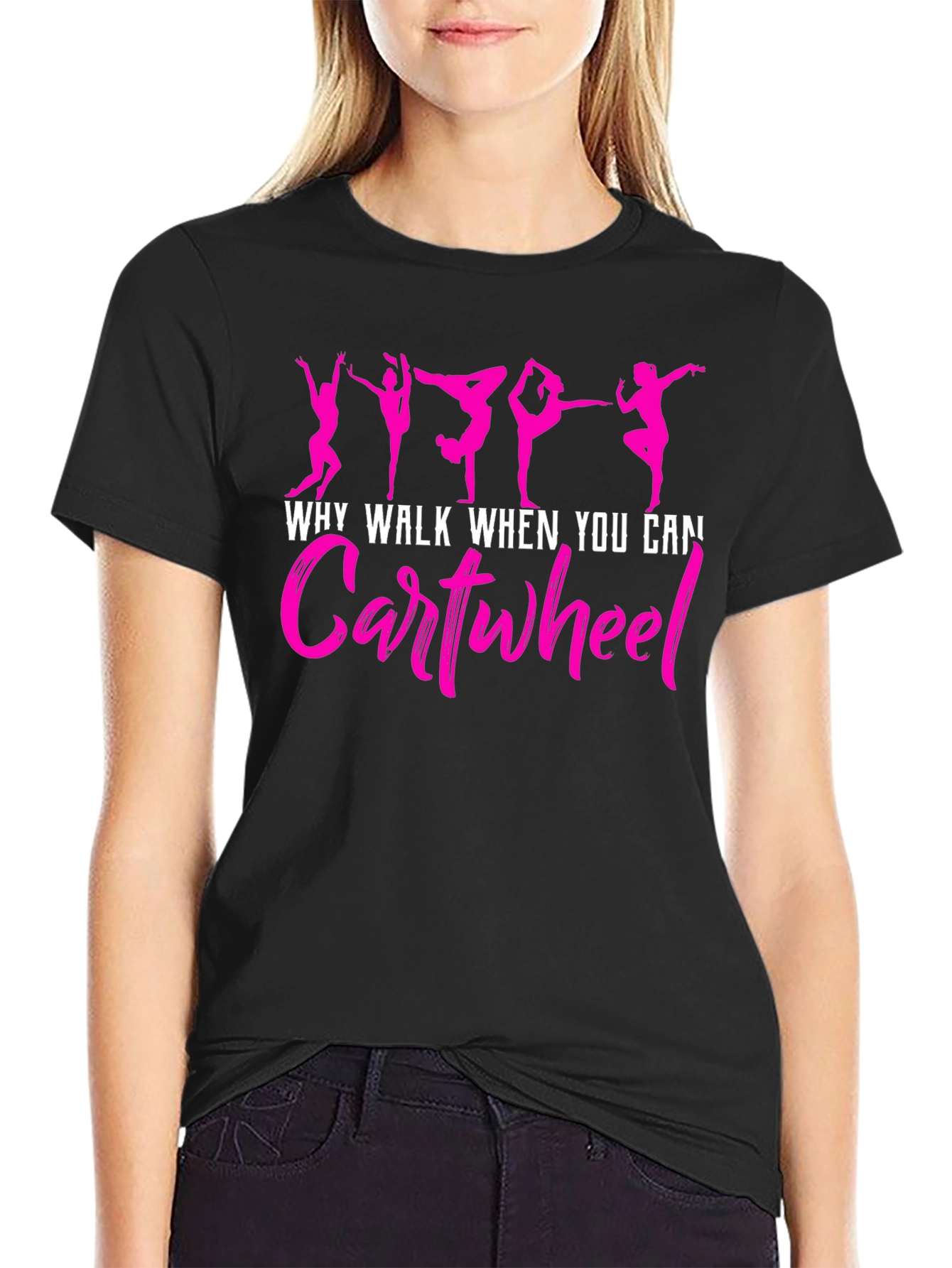 Black Gymnast Cartwheel Graphic Tee - Black view 2