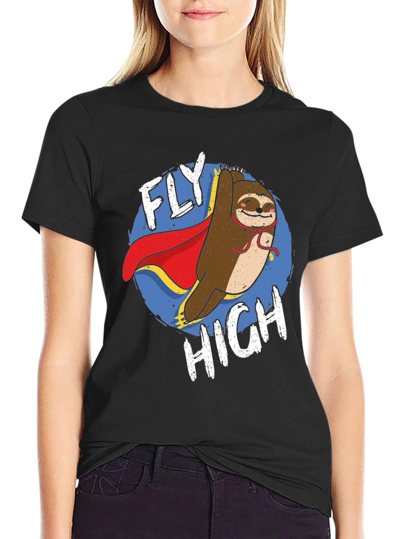 Black Fly High Sloth Graphic T-Shirt view 2