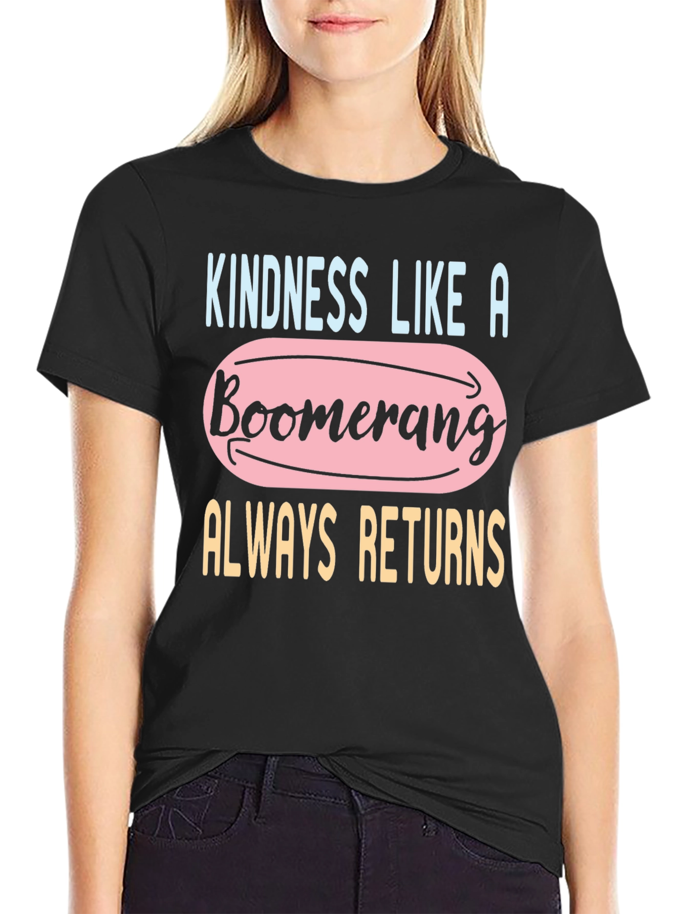 Black Kindness Boomerang Graphic Tee - Always Returns view 2
