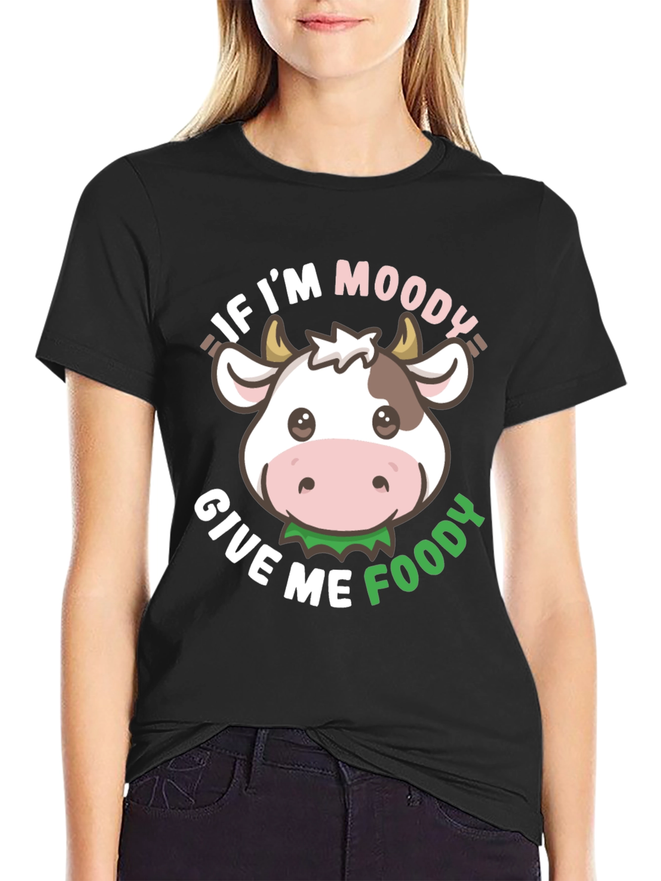 Black Moody Cow T-Shirt - Give Me Foody! view 2