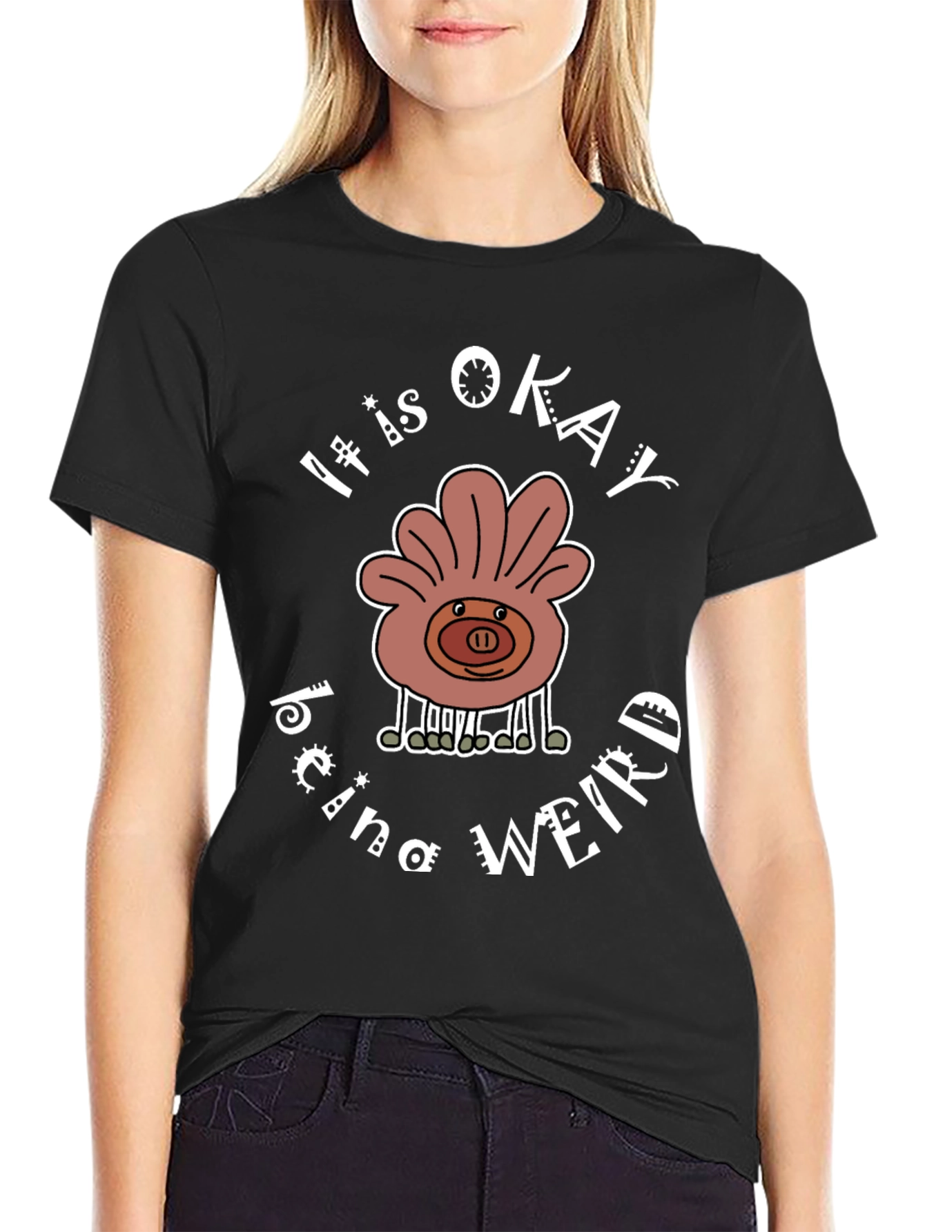 Black It Is Okay Being Weird T-Shirt view 2