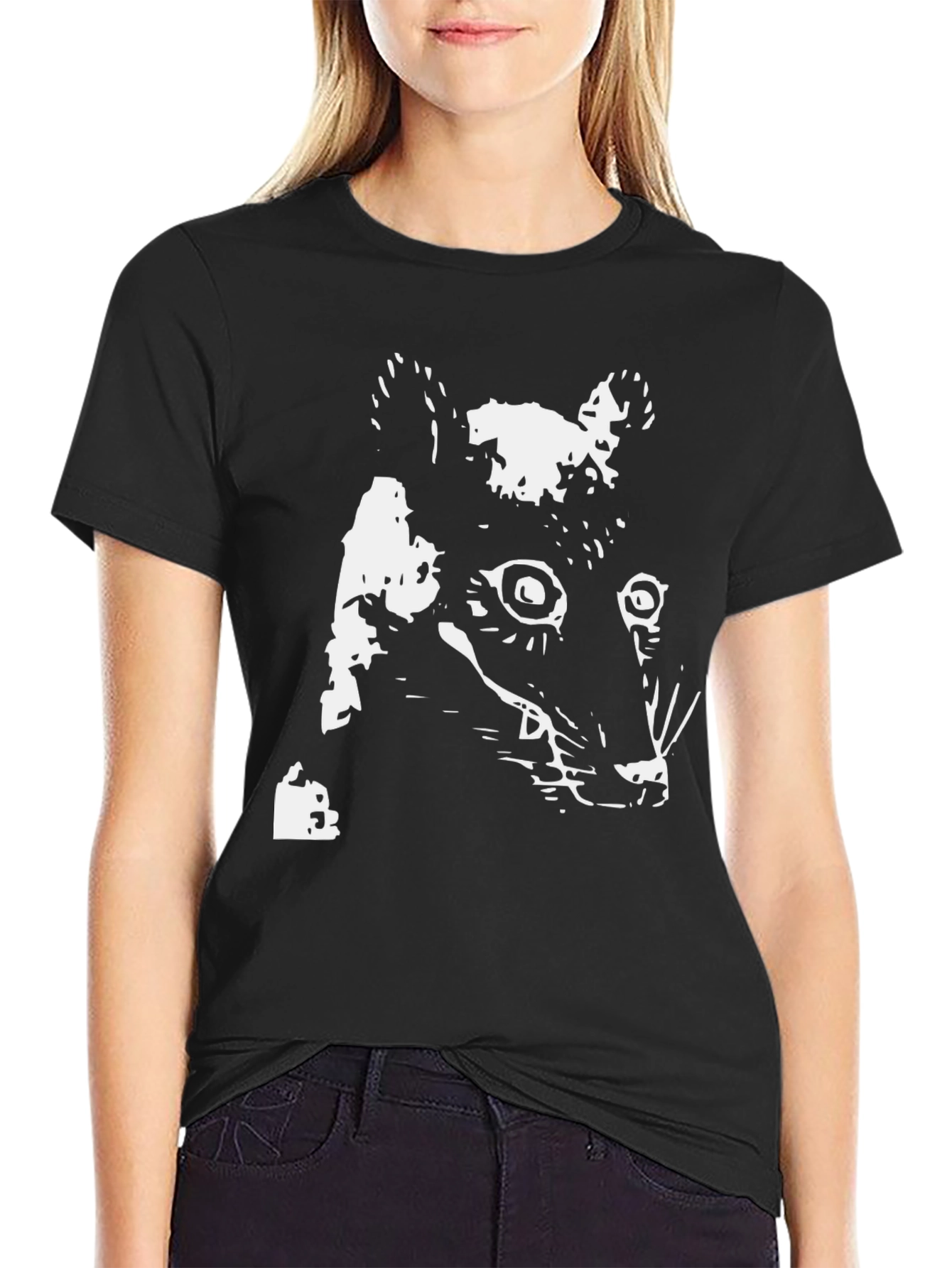 Black Cool Black T-Shirt with Opossum Design view 2