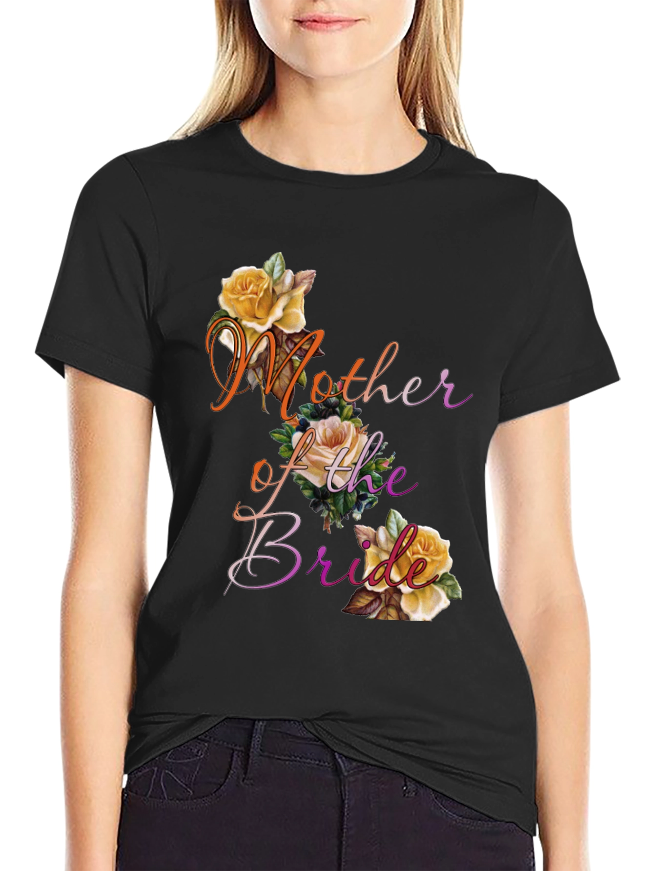 Black Mother of the Bride Floral T-Shirt view 2