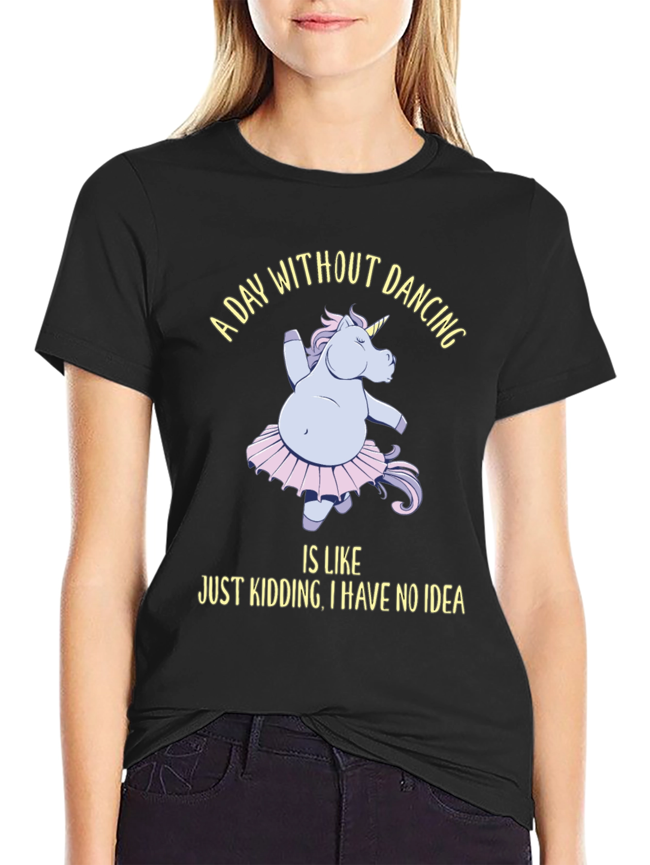 Black Dancing Unicorn T-Shirt - A Day Without Dancing view 2