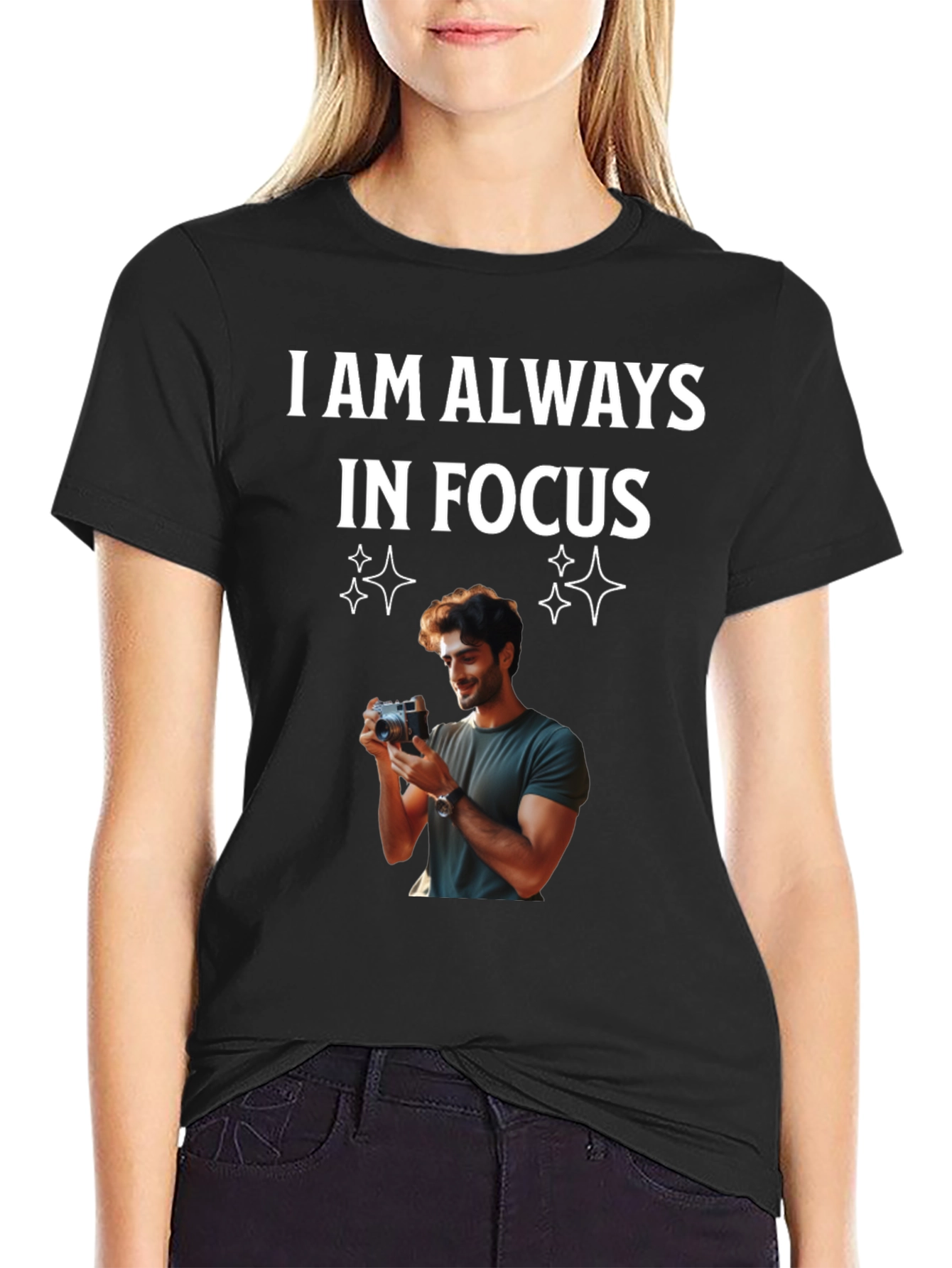 Black Always in Focus T-Shirt - Photographer Tee view 2