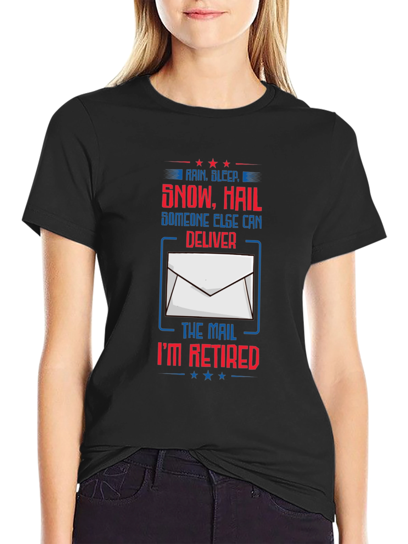 Black Retired Mail Carrier T-Shirt view 2