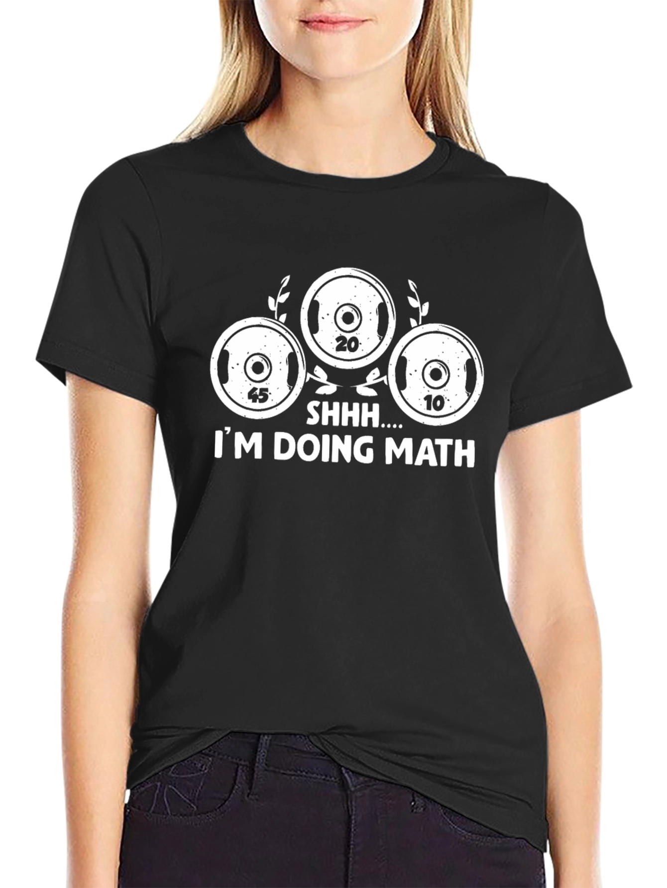Black SHHH... I'M DOING MATH! Novelty T-Shirt view 2