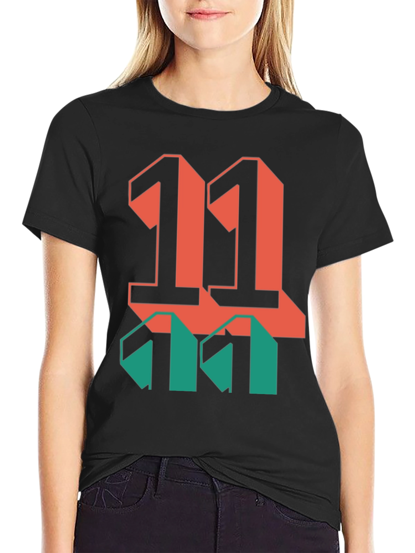 Black Bold Graphic T-Shirt: Retro 11 Design view 2