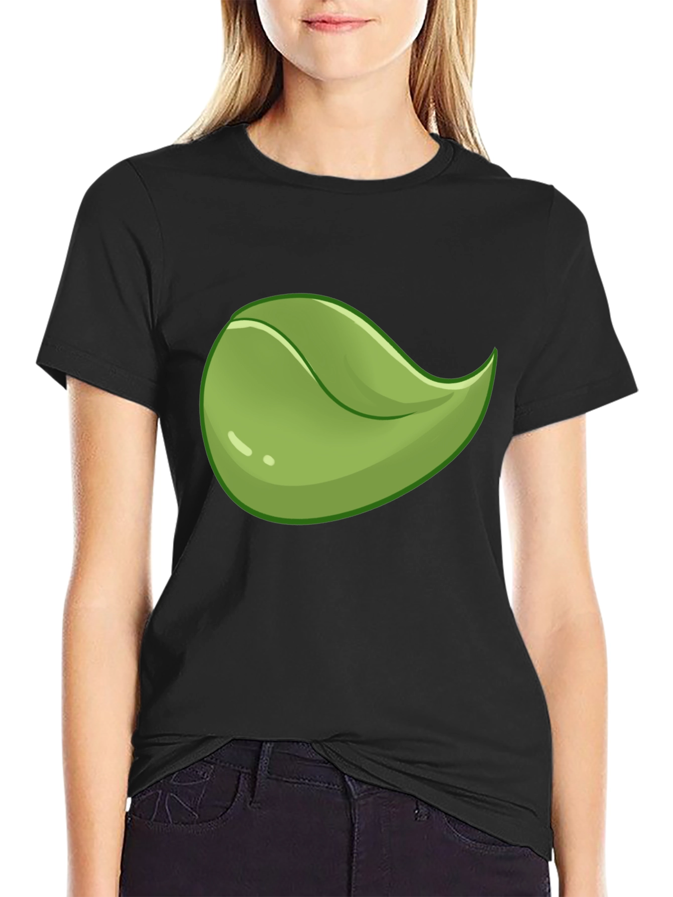 Black Leaf Graphic Black T-Shirt - Cool Casual Wear view 2