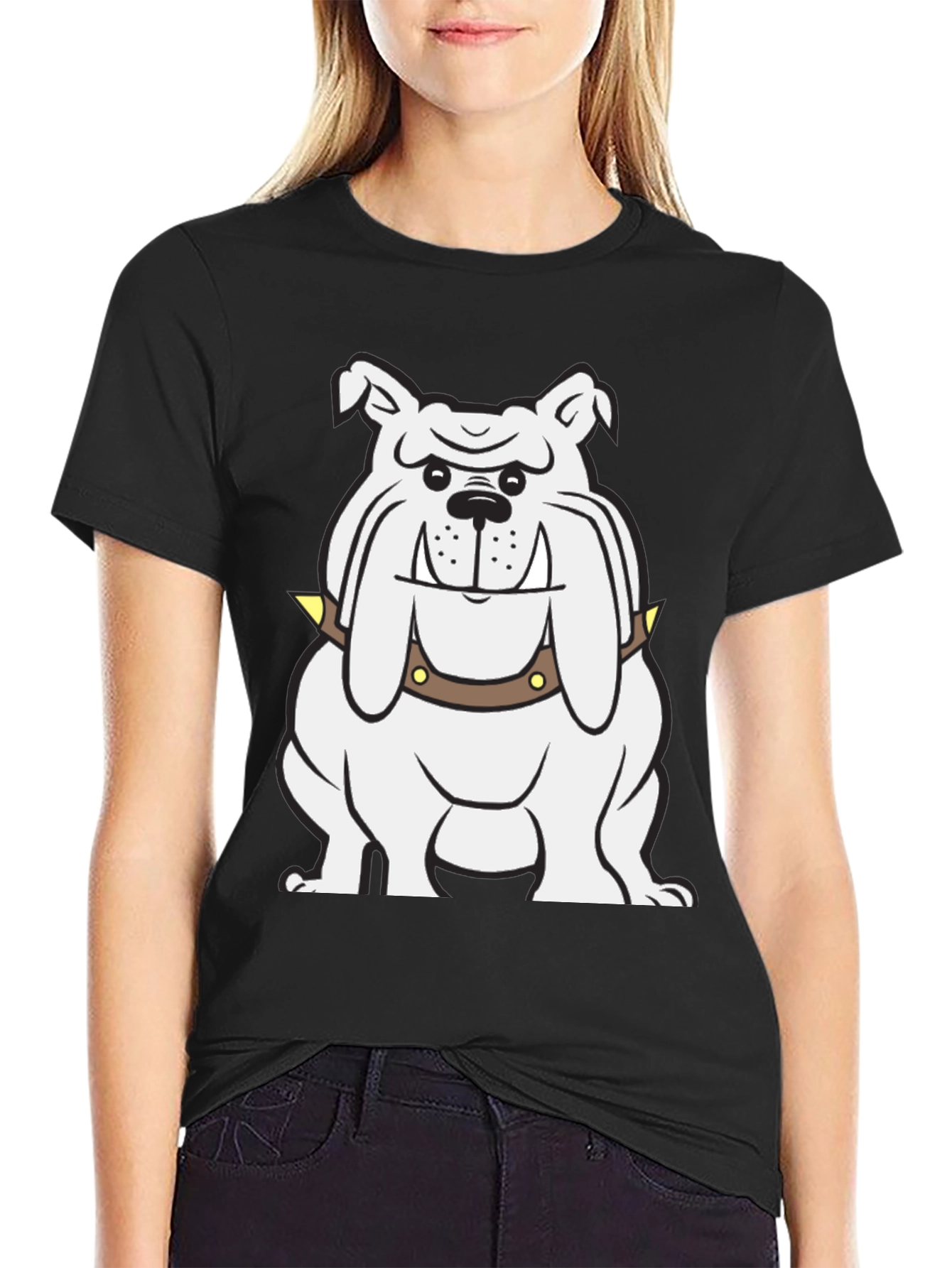 Black Bulldog Graphic Tee - Cool & Casual Black T-Shirt view 2