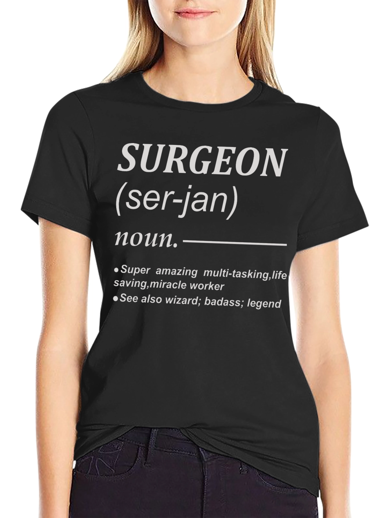 Black Surgeon Definition T-Shirt - Gift for Doctors view 2