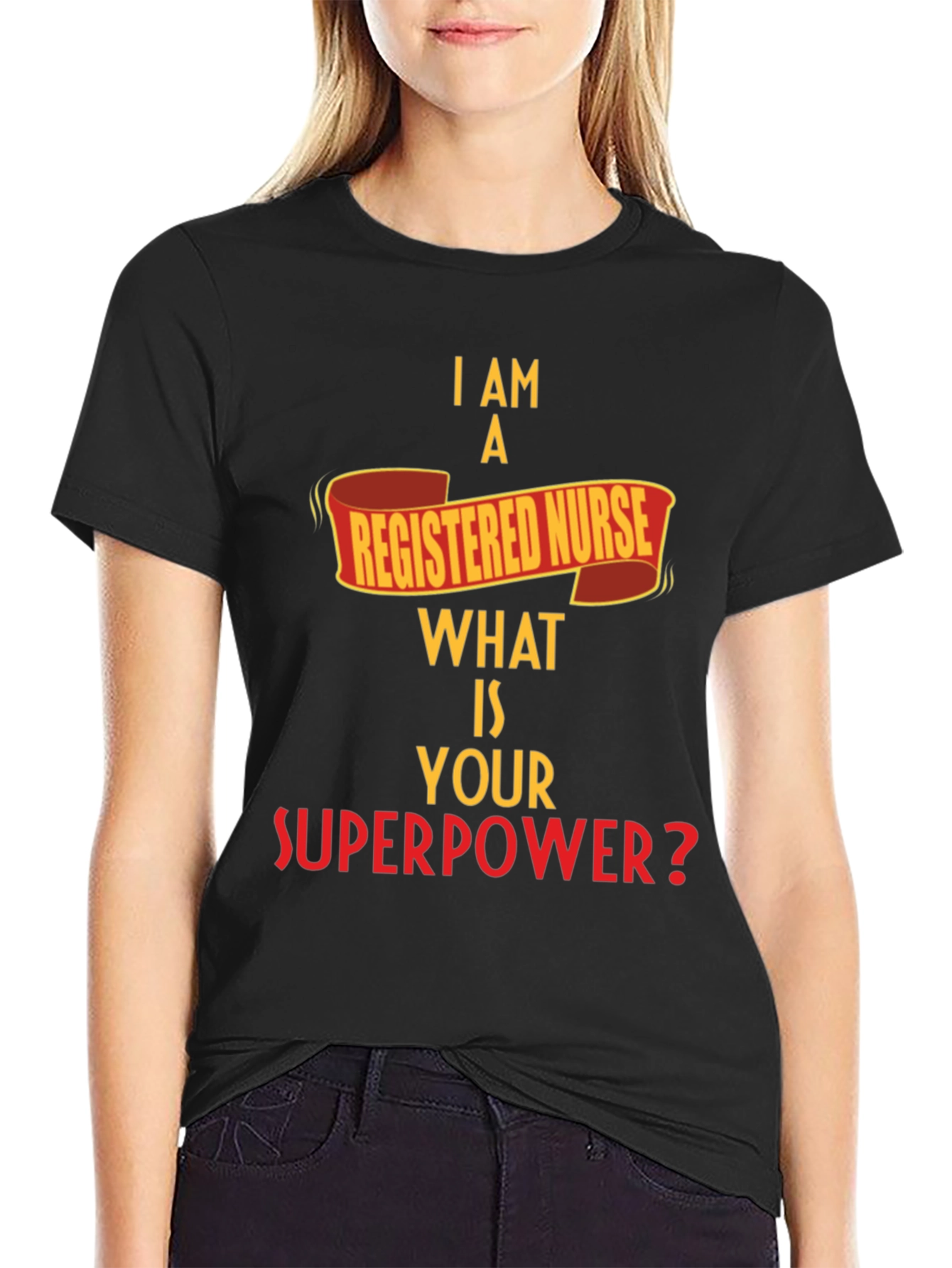 Black Registered Nurse Superpower T-Shirt view 2
