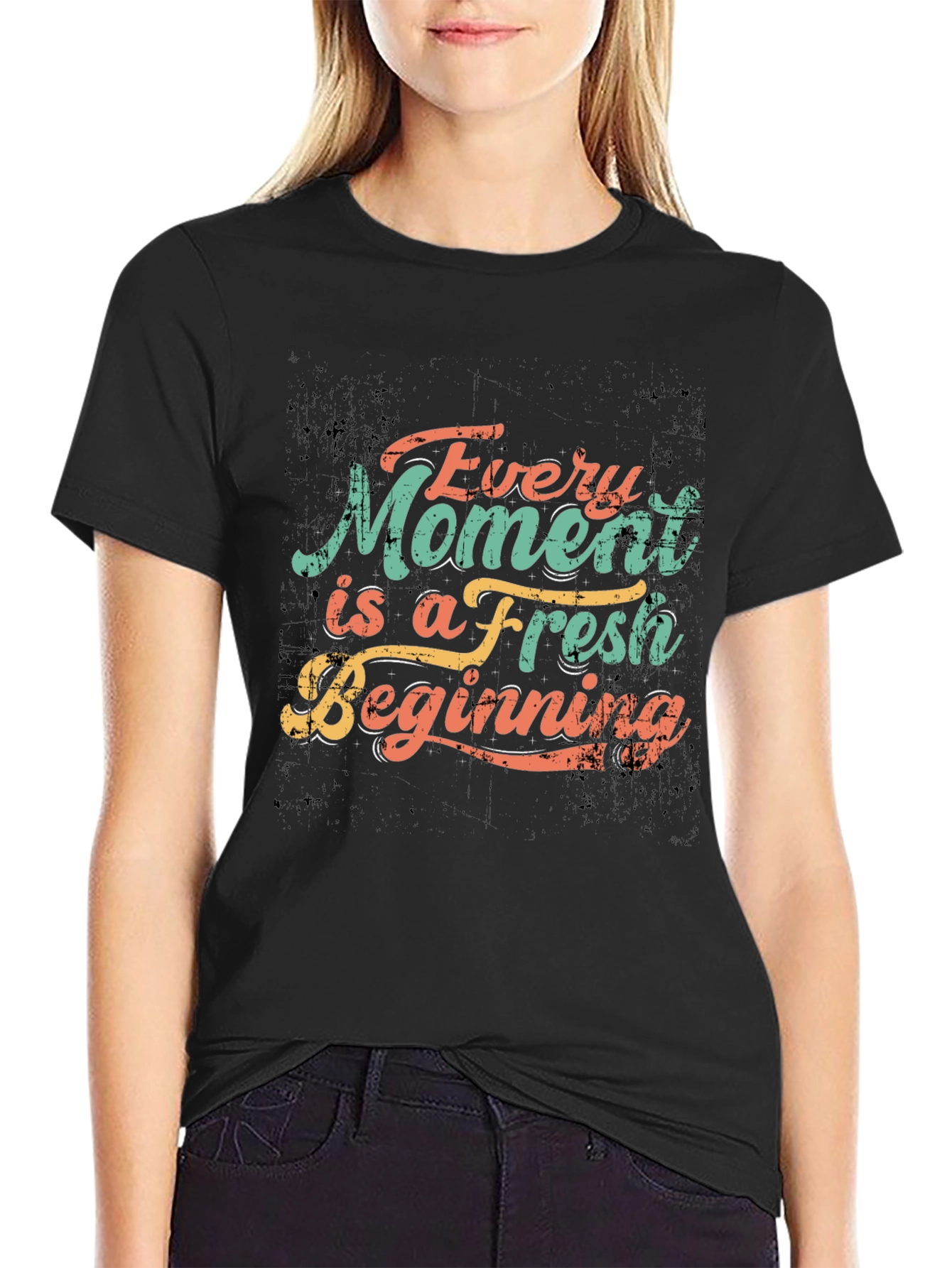 Inspirational Every Moment Fresh Beginning Black T-Shirt - 2