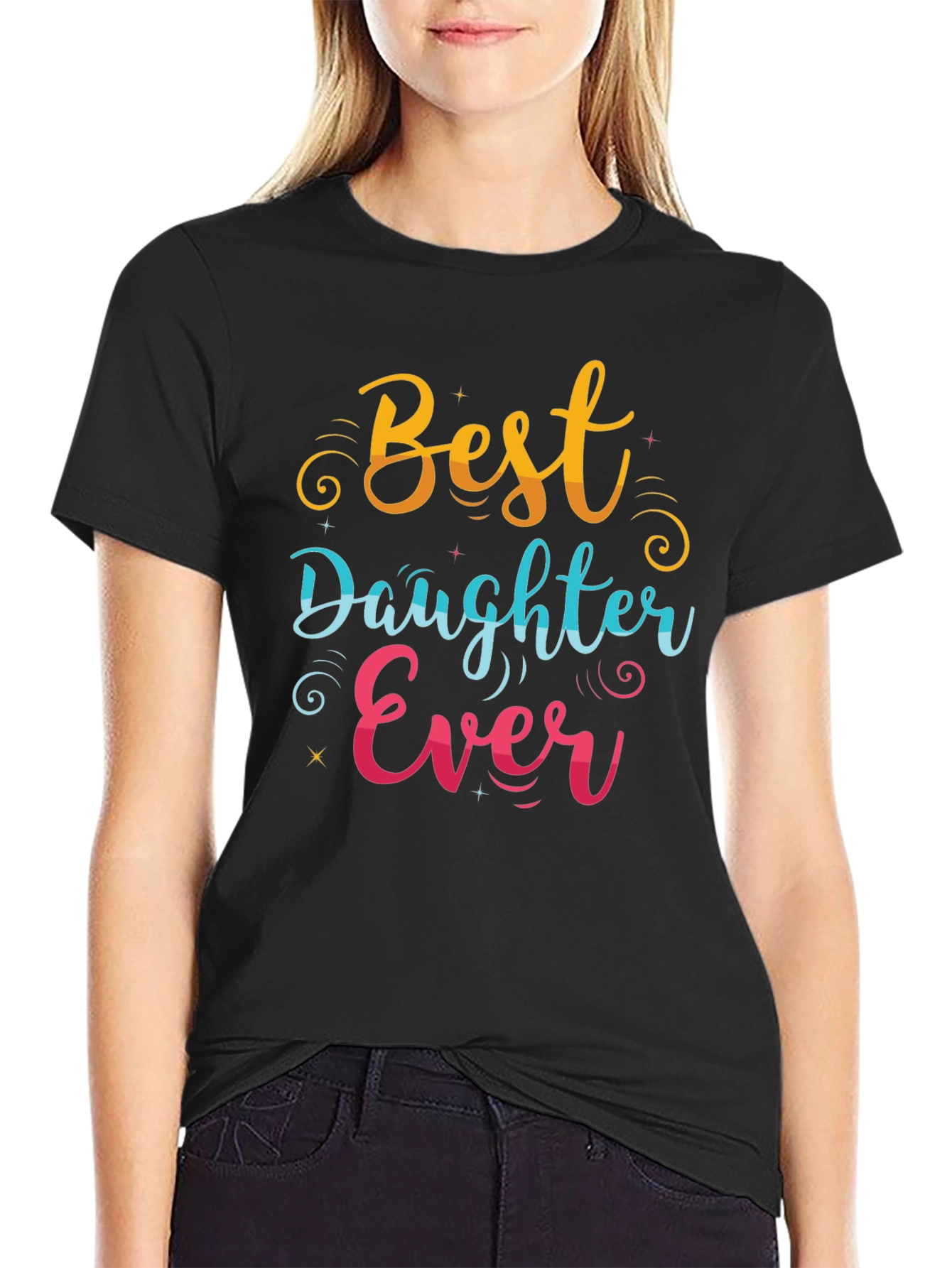 Black Best Daughter Ever Graphic T-Shirt view 2