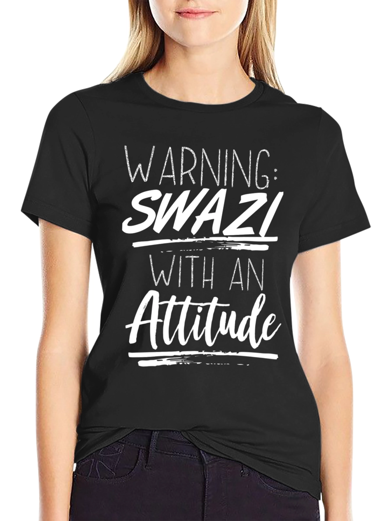 Black Warning: Swazi With An Attitude Black T-Shirt view 2