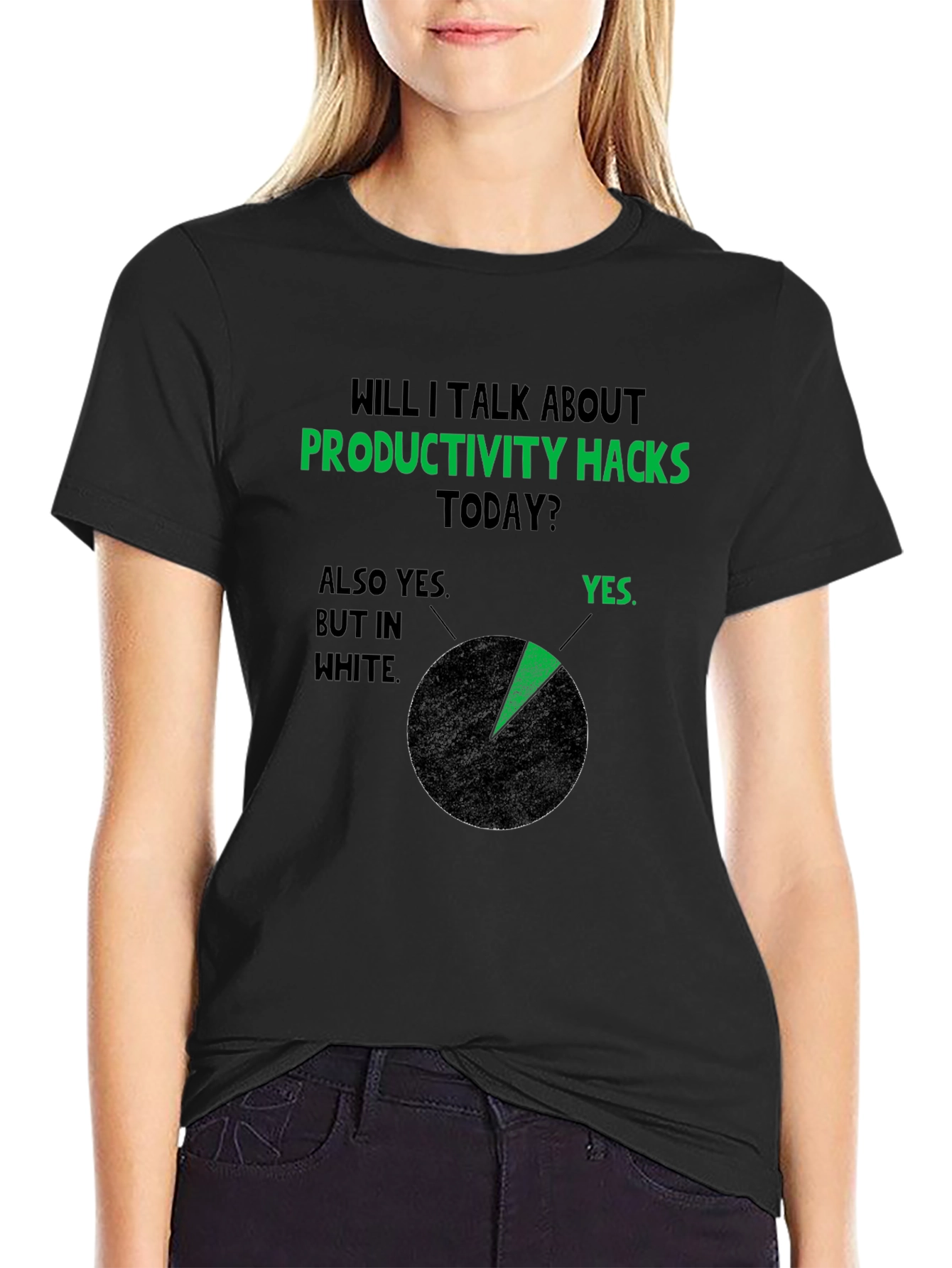 Black Productivity Hacks T-Shirt view 2