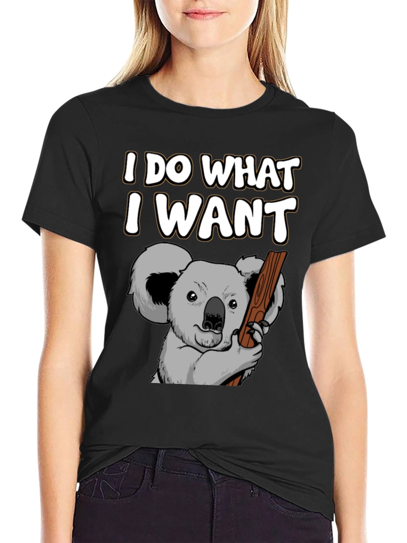 Black I Do What I Want Koala Graphic T-Shirt view 2