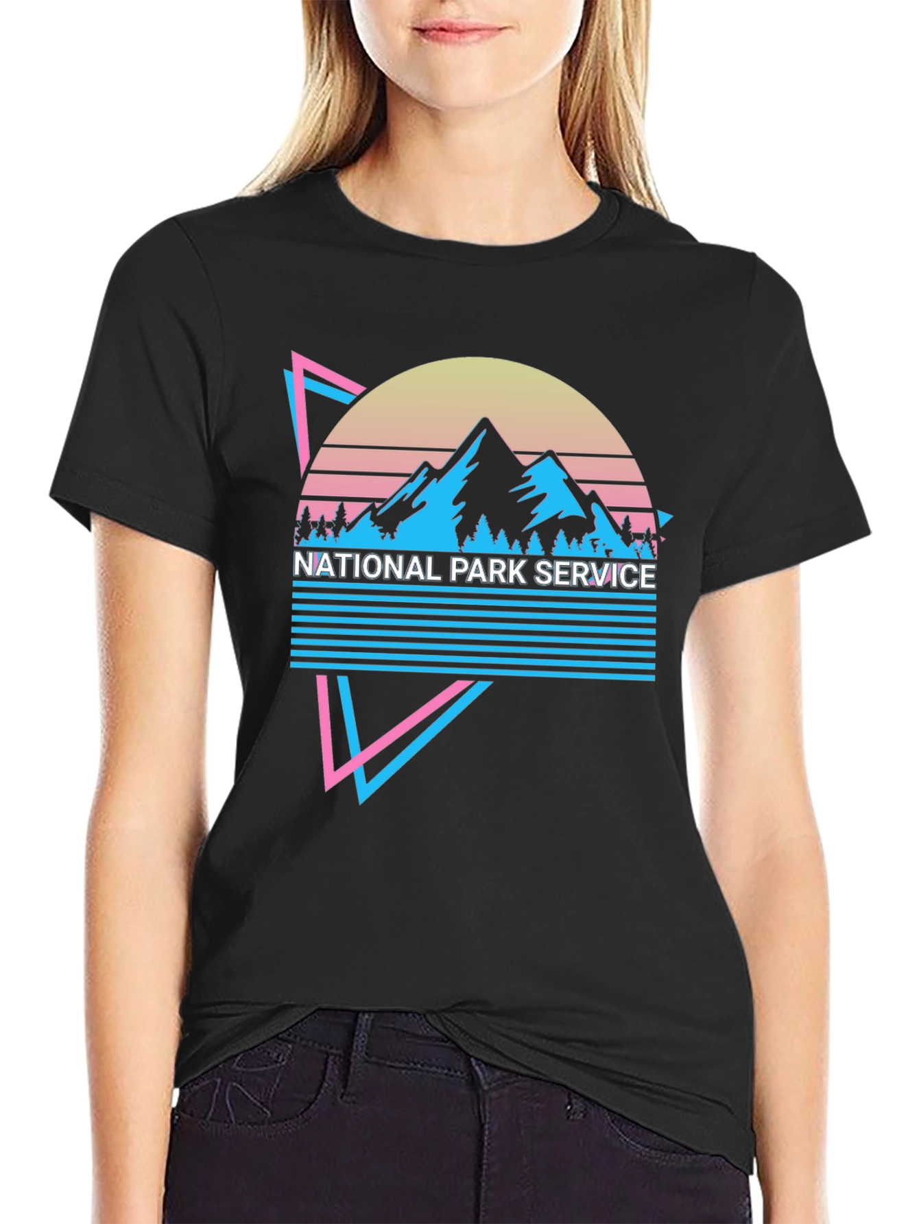 Black Retro National Park Service Graphic Tee view 2