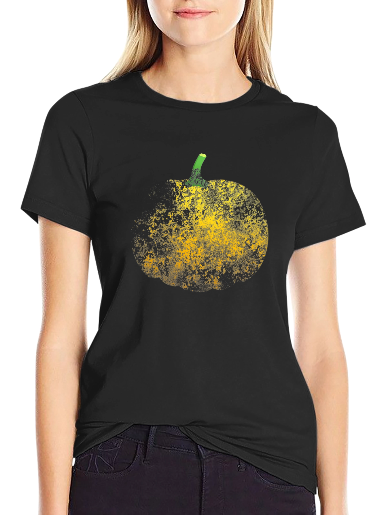 Black Abstract Pumpkin Graphic T-Shirt view 2