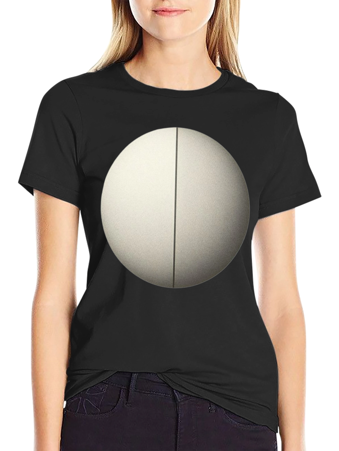Black Minimalist Circle Tee - Black Cotton Blend view 2
