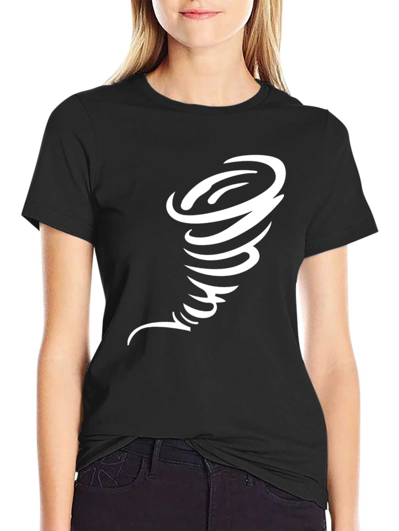 Black Tornado Graphic Print Black T-Shirt view 2