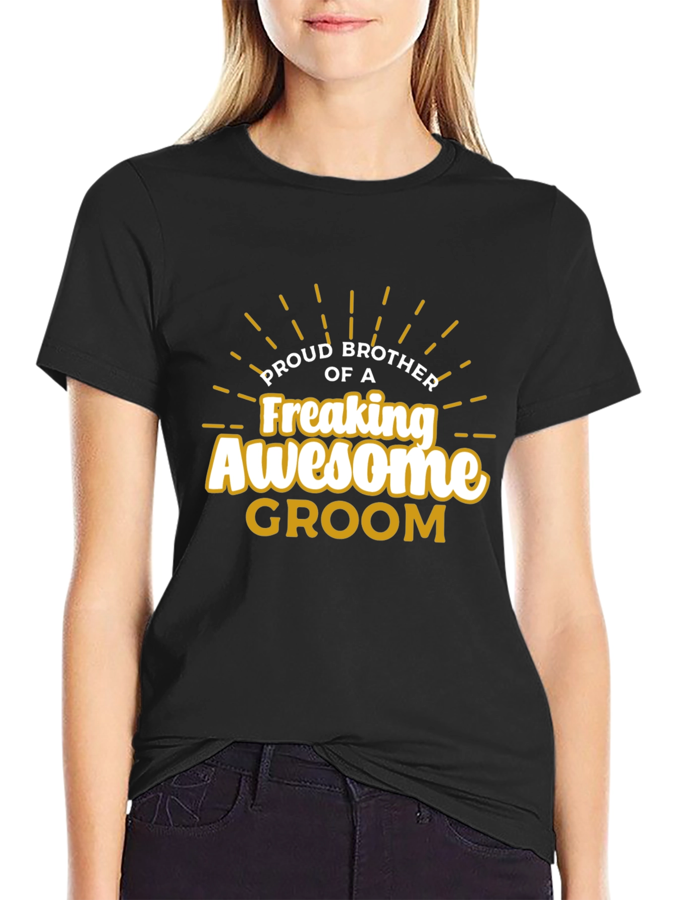 Black Proud Brother of an Awesome Groom T-Shirt view 2