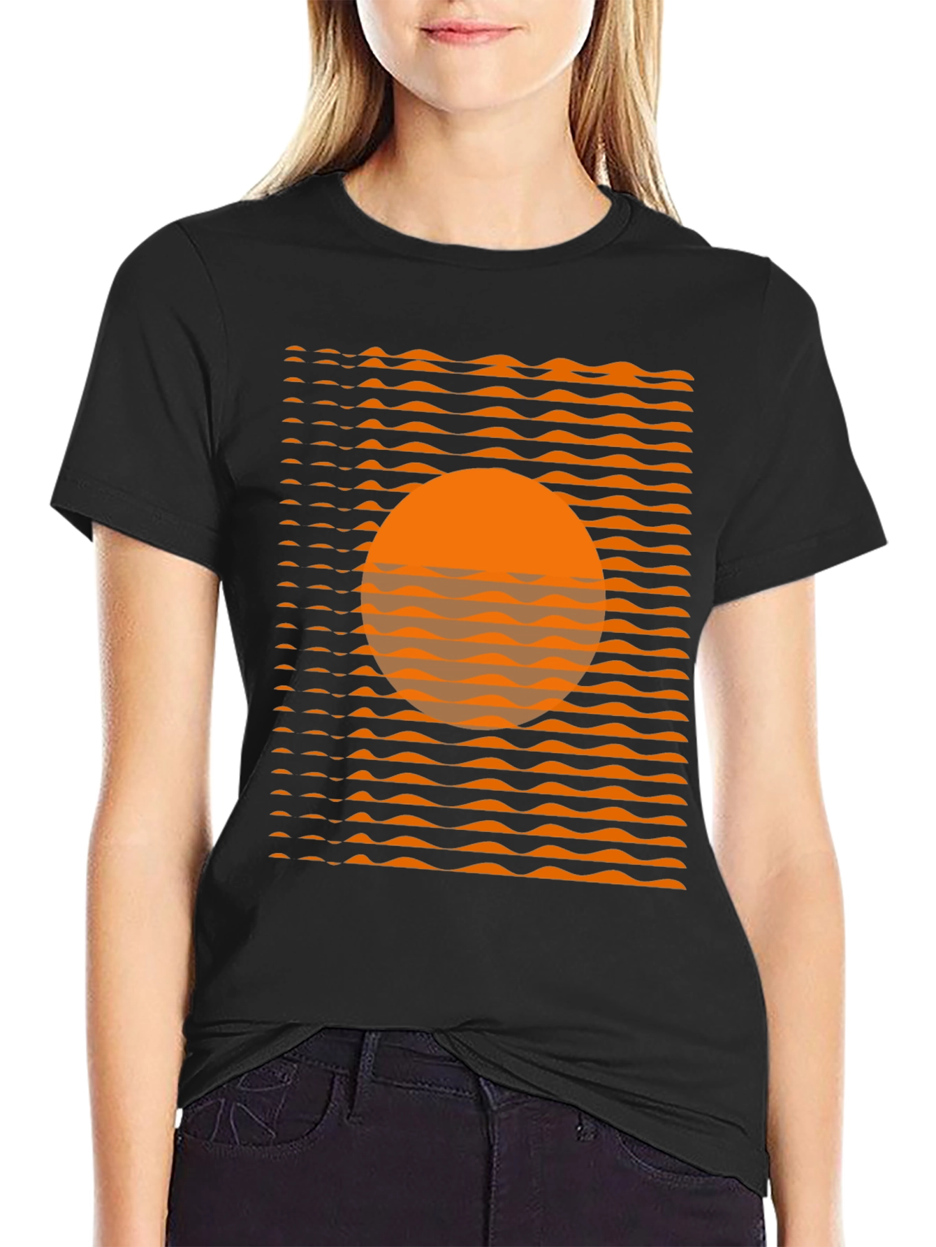 Black Retro Sunset Graphic T-Shirt view 2