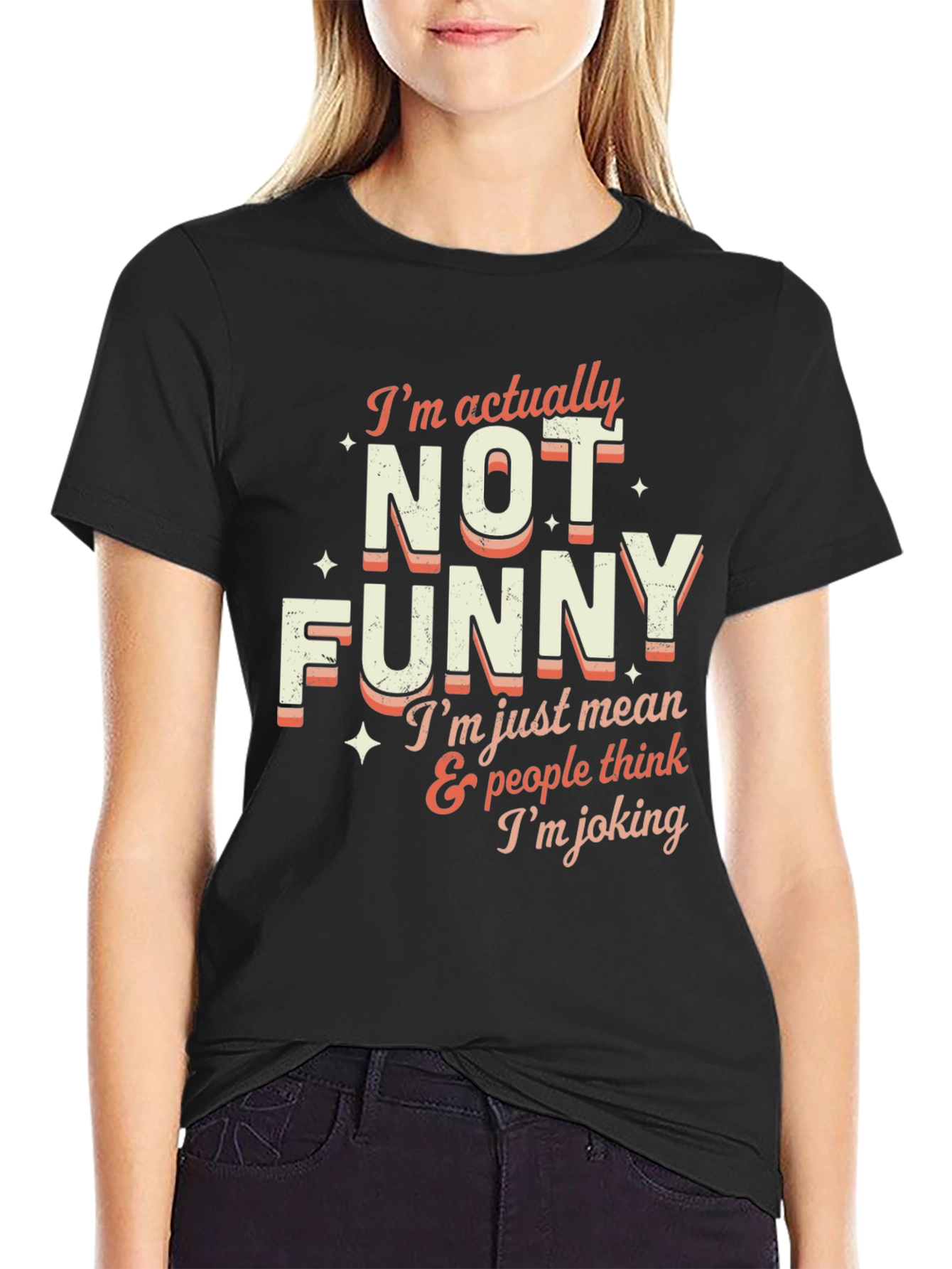 Black Funny Graphic Tee: I'm Actually Not Funny - Men's Black T-Shirt view 2