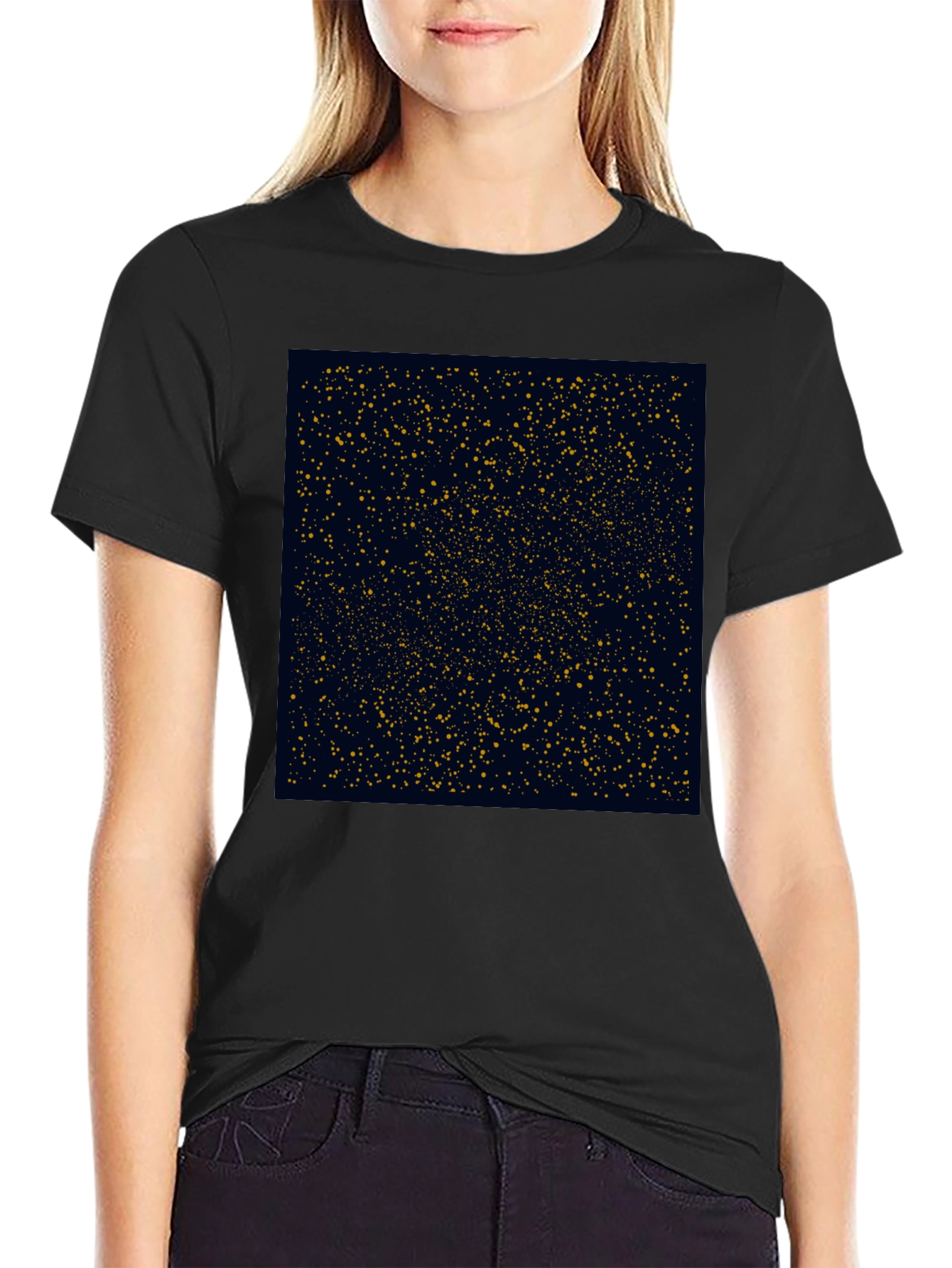 Black Starry Night T-Shirt - Black Cotton Blend view 2
